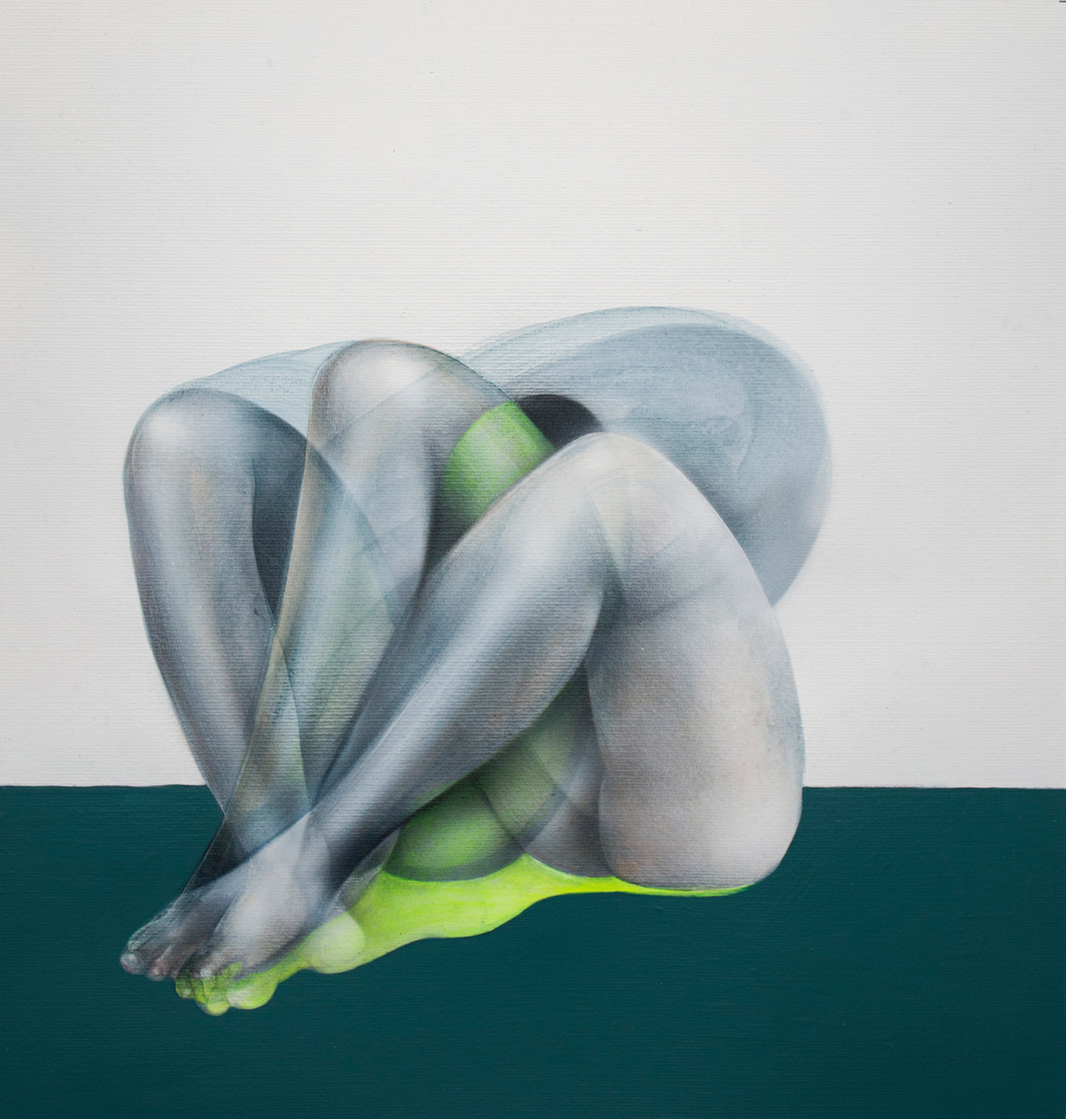 John Reuss - Untitled - green figure crouching