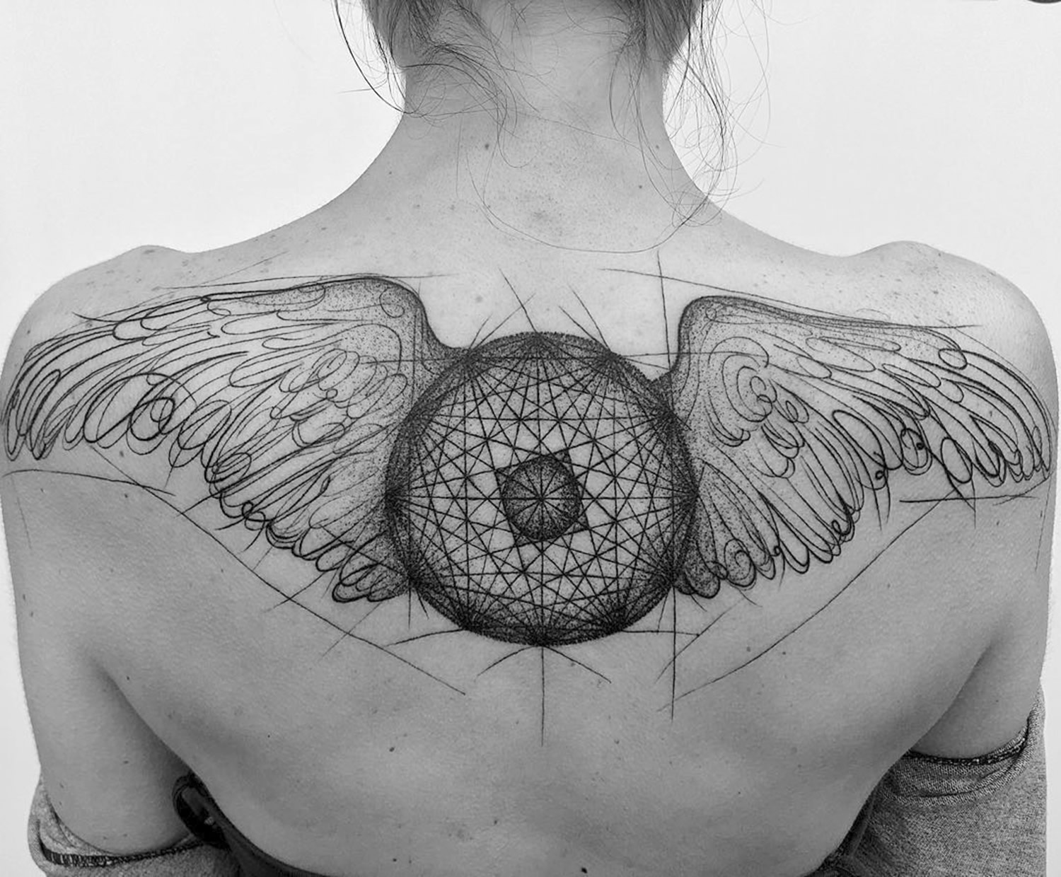 wings, feathers, back piece, tattoo