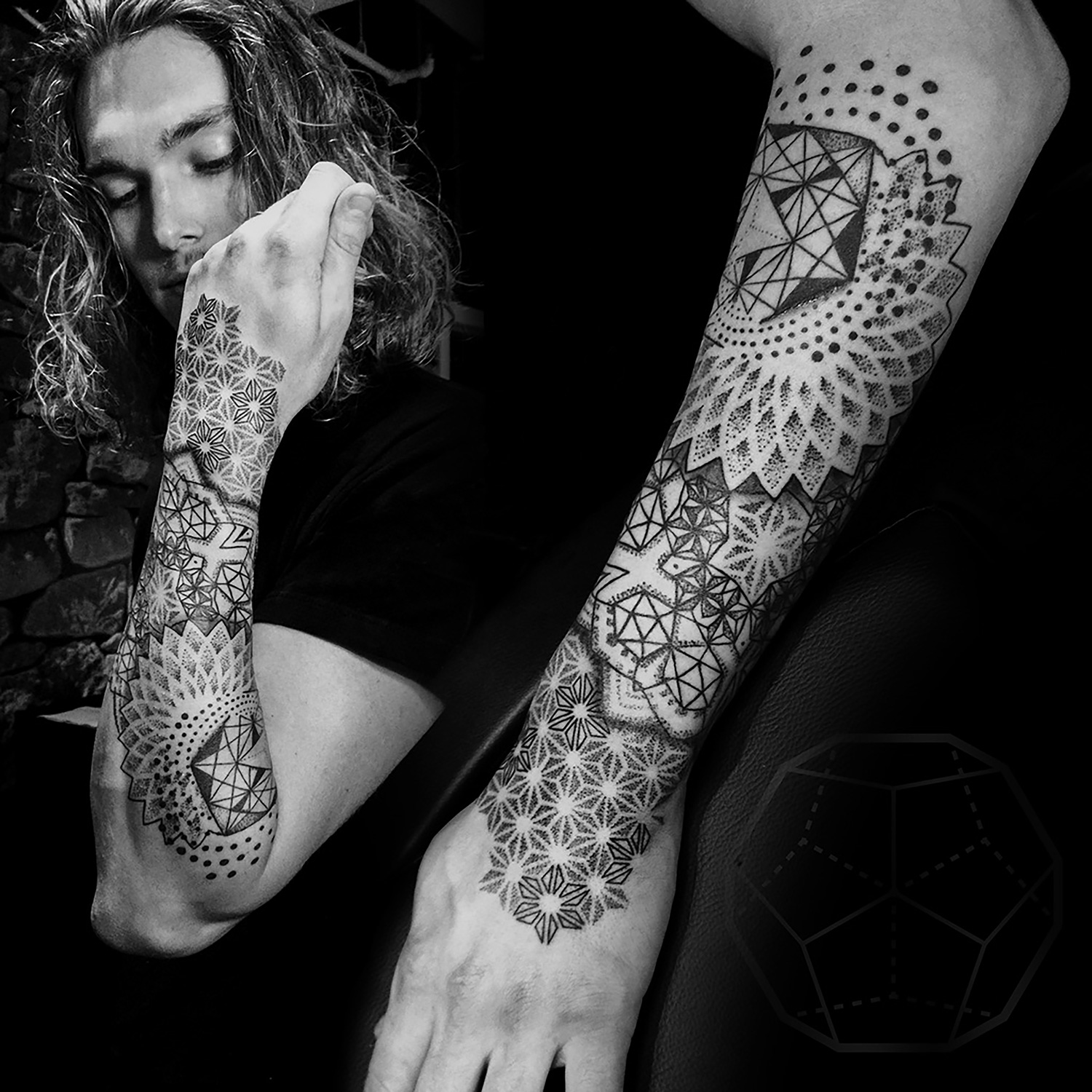 Katia Somerville - Kris, mandala tattoo on forearm