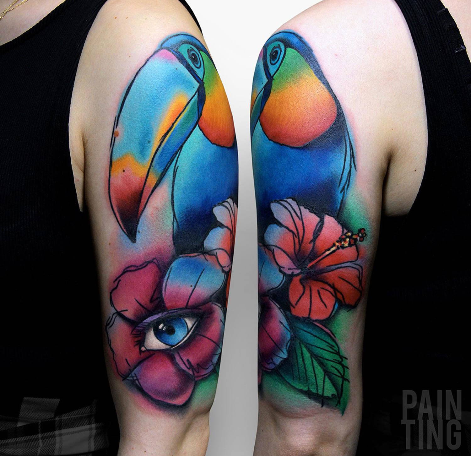 colorful bird with flowers by szymon gdowicz