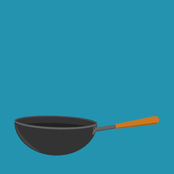 food thrown into wok, animated gif