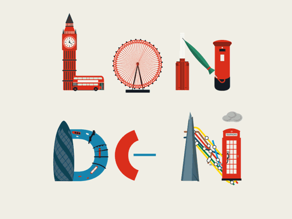 letters spelling London, animated gif