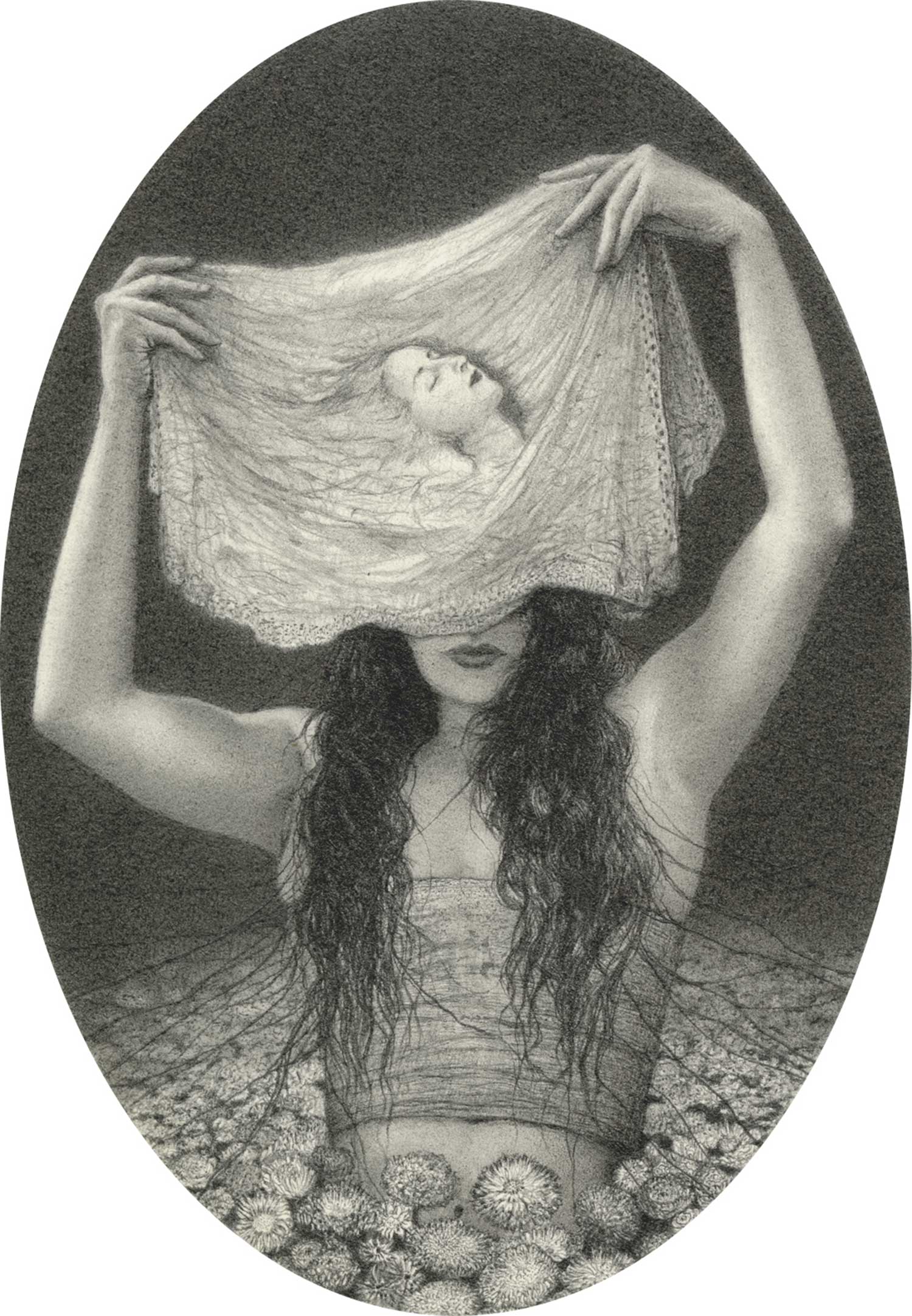 woman with cloth portrait over head by by alejandro garcia restrepo