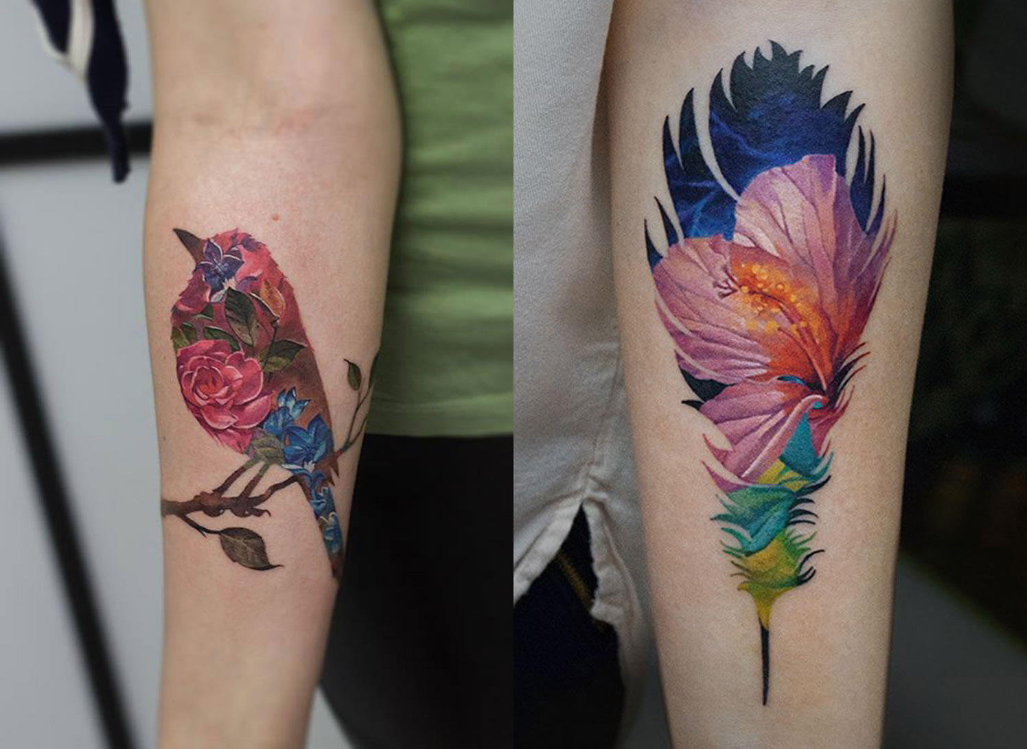 double exposure nature tattoos by andrey lukovnikov