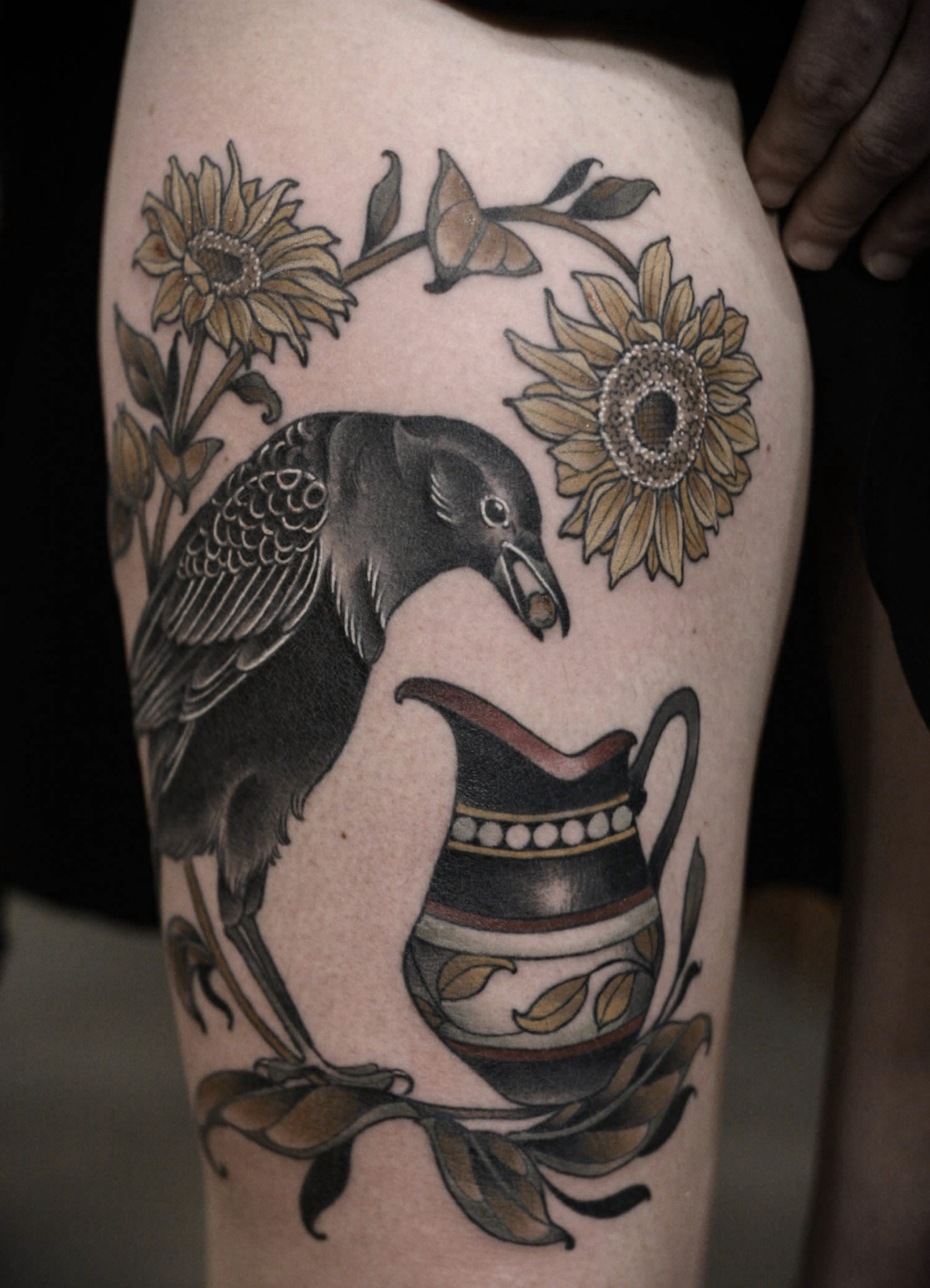 bird with berry, tattoo 