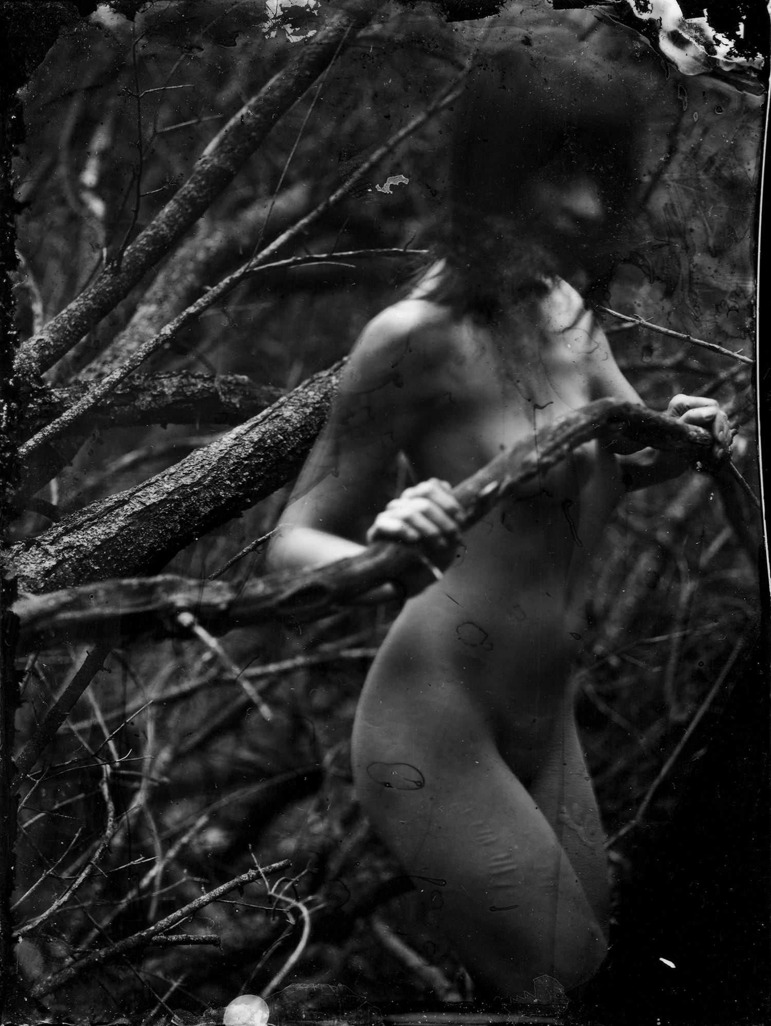 Rik Garrett, Earth Magic - nude woman in forest holding branch