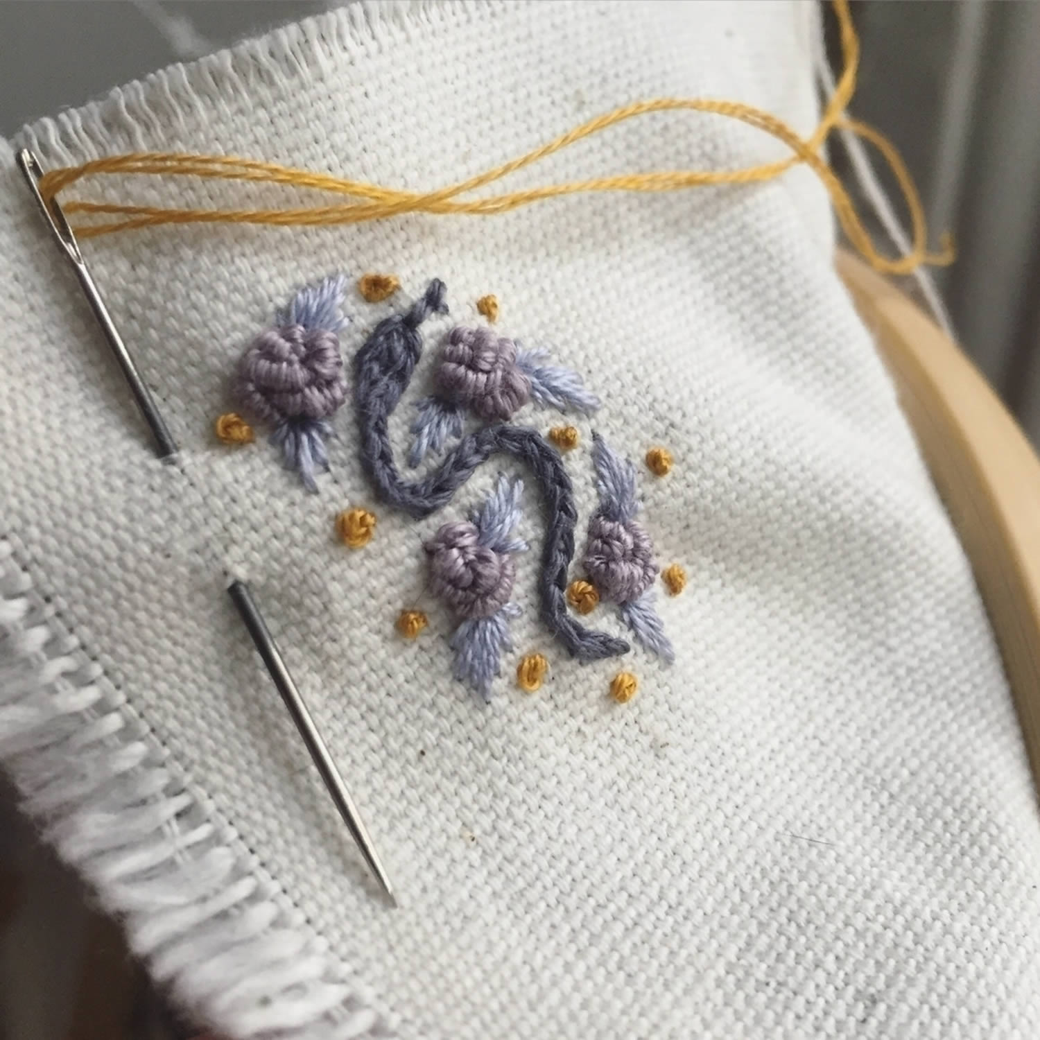 flowers and snake embroidery