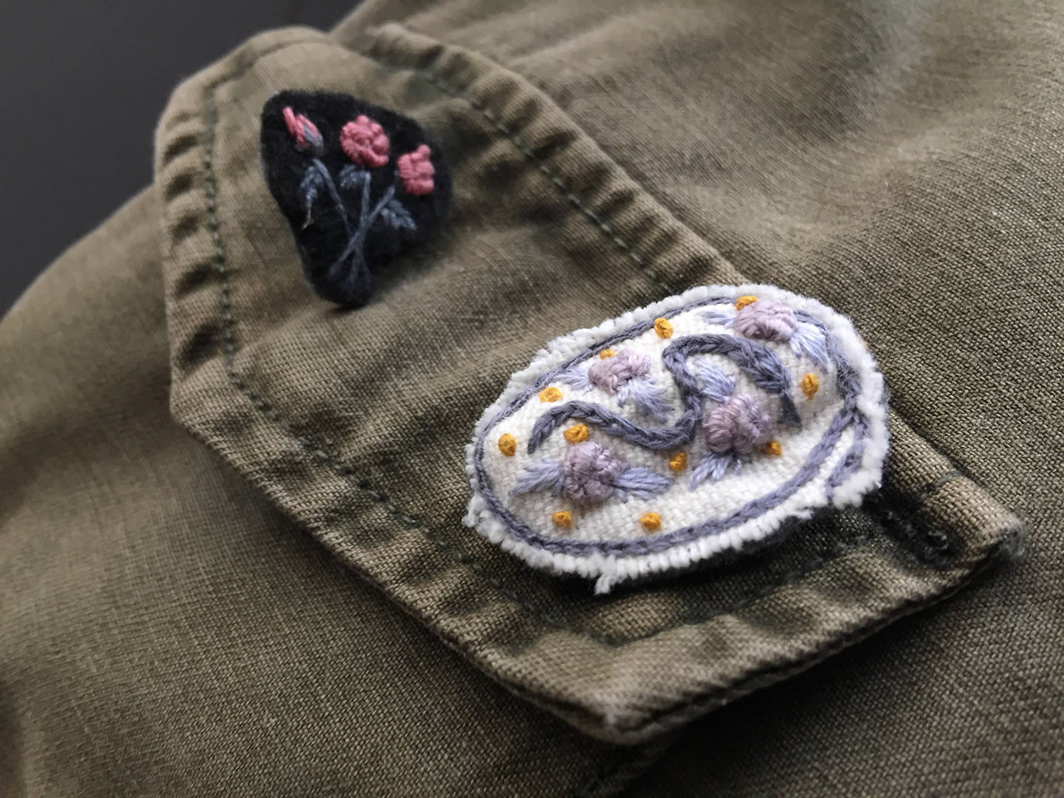 embroidered emblems on army jacket