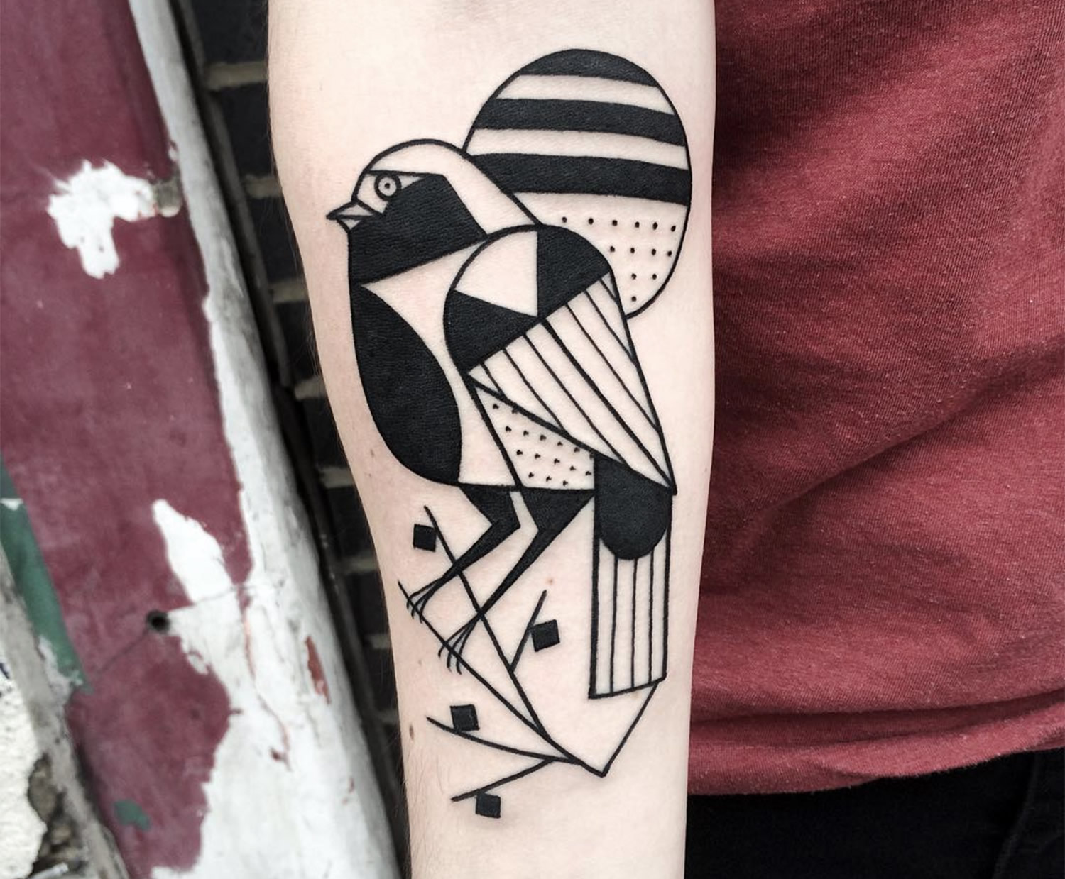 black bird, abstract style tattoo