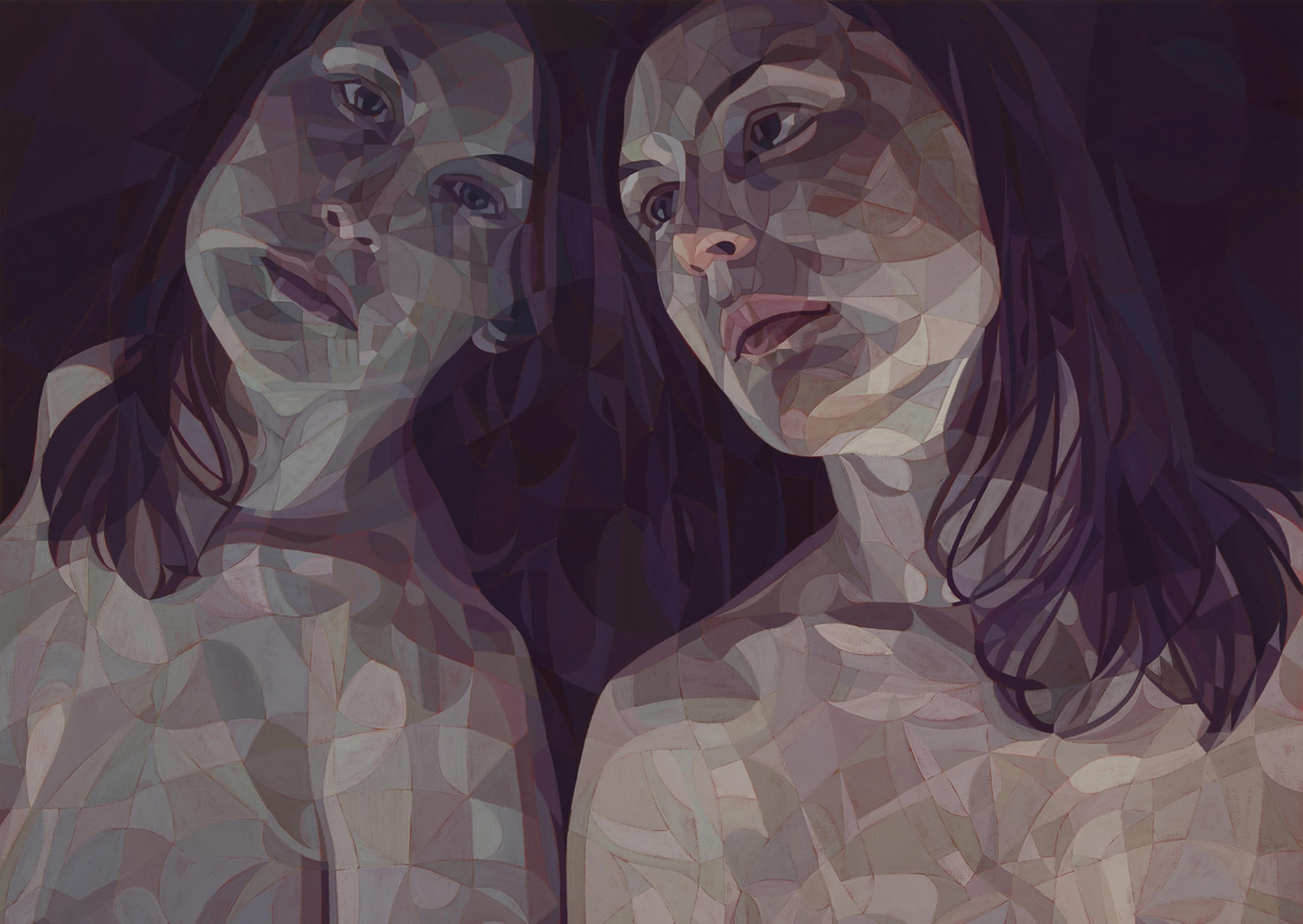 woman looking in mirror, nude study by Lui Ferreyra