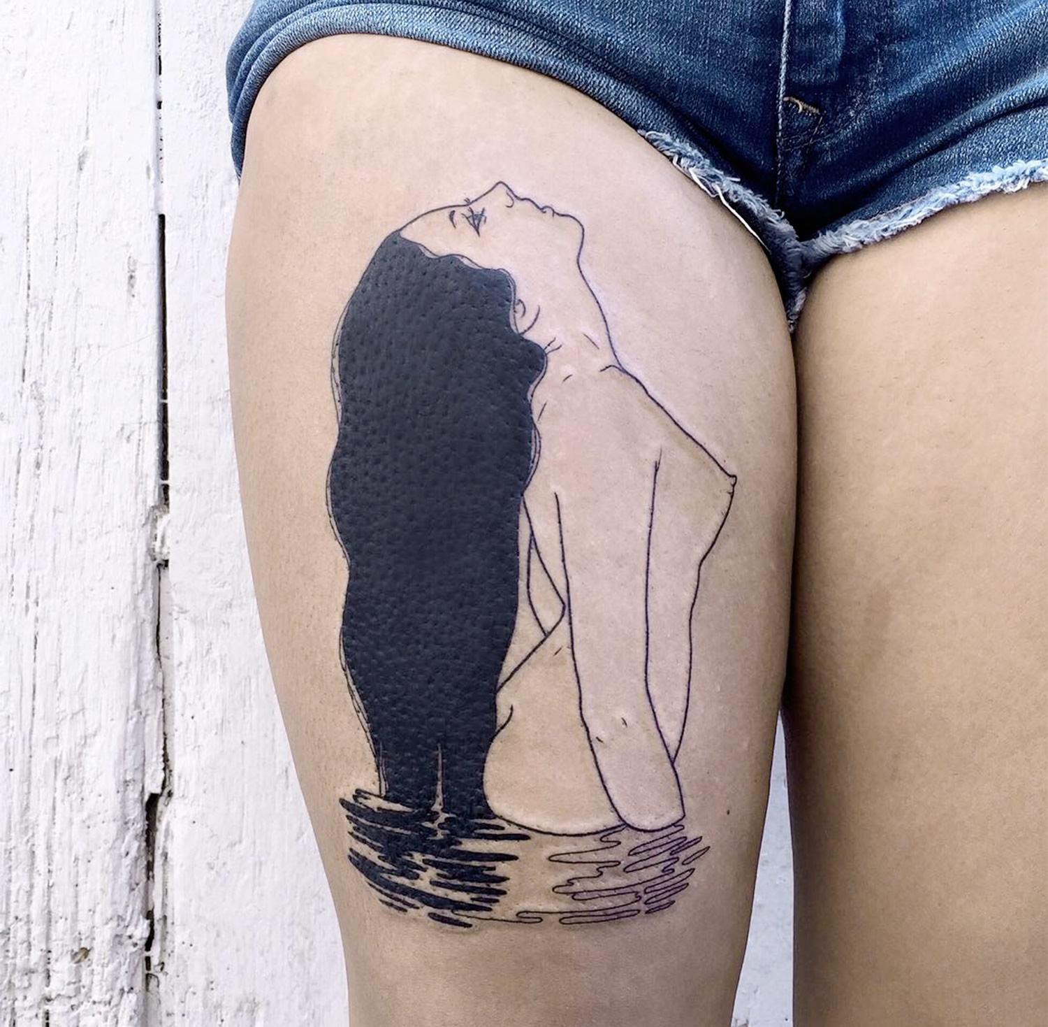 Silly Jane, Tattoo - woman emerging out of water