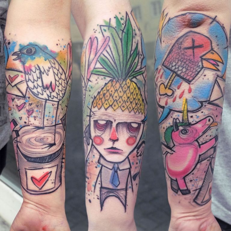 Hahn und schwein tattoo