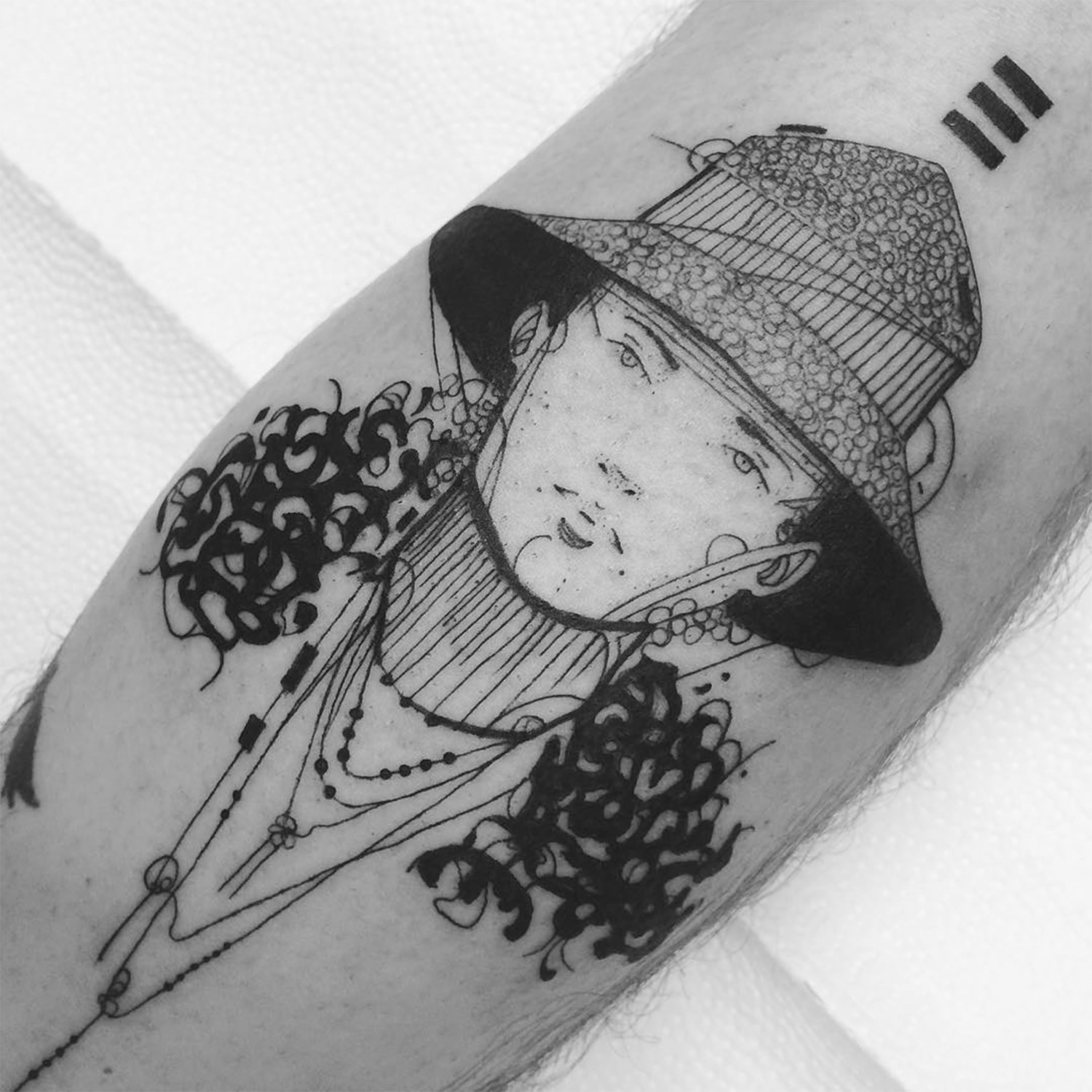 woman with hat, sketchbook tattoo