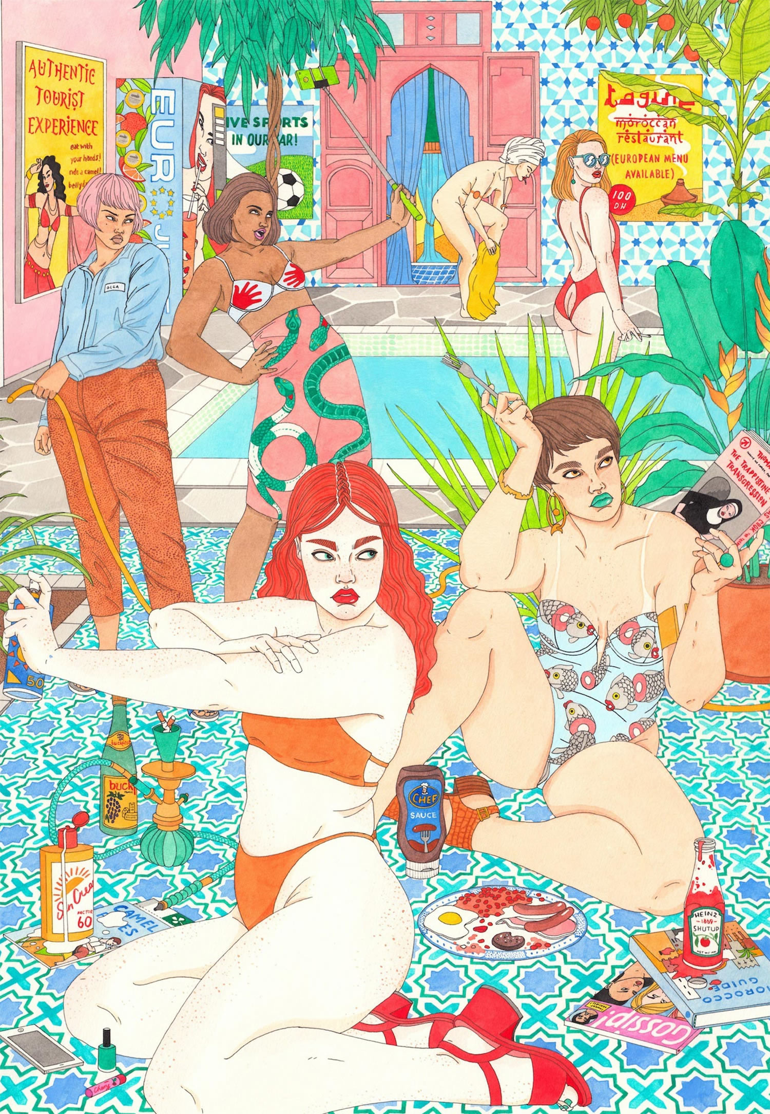 Women by a pool by Laura Callaghan