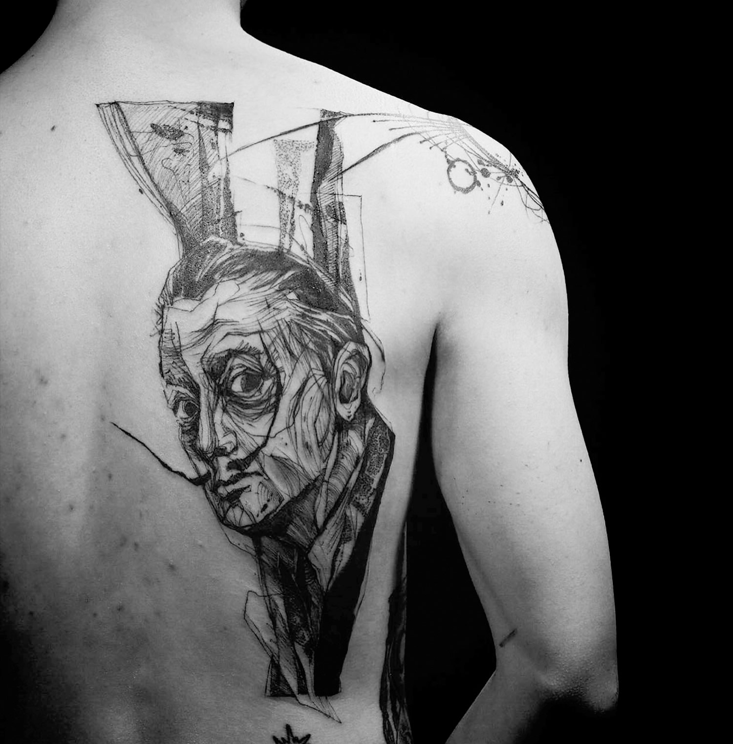 dali, Gestural portrait tattoo by Nadi