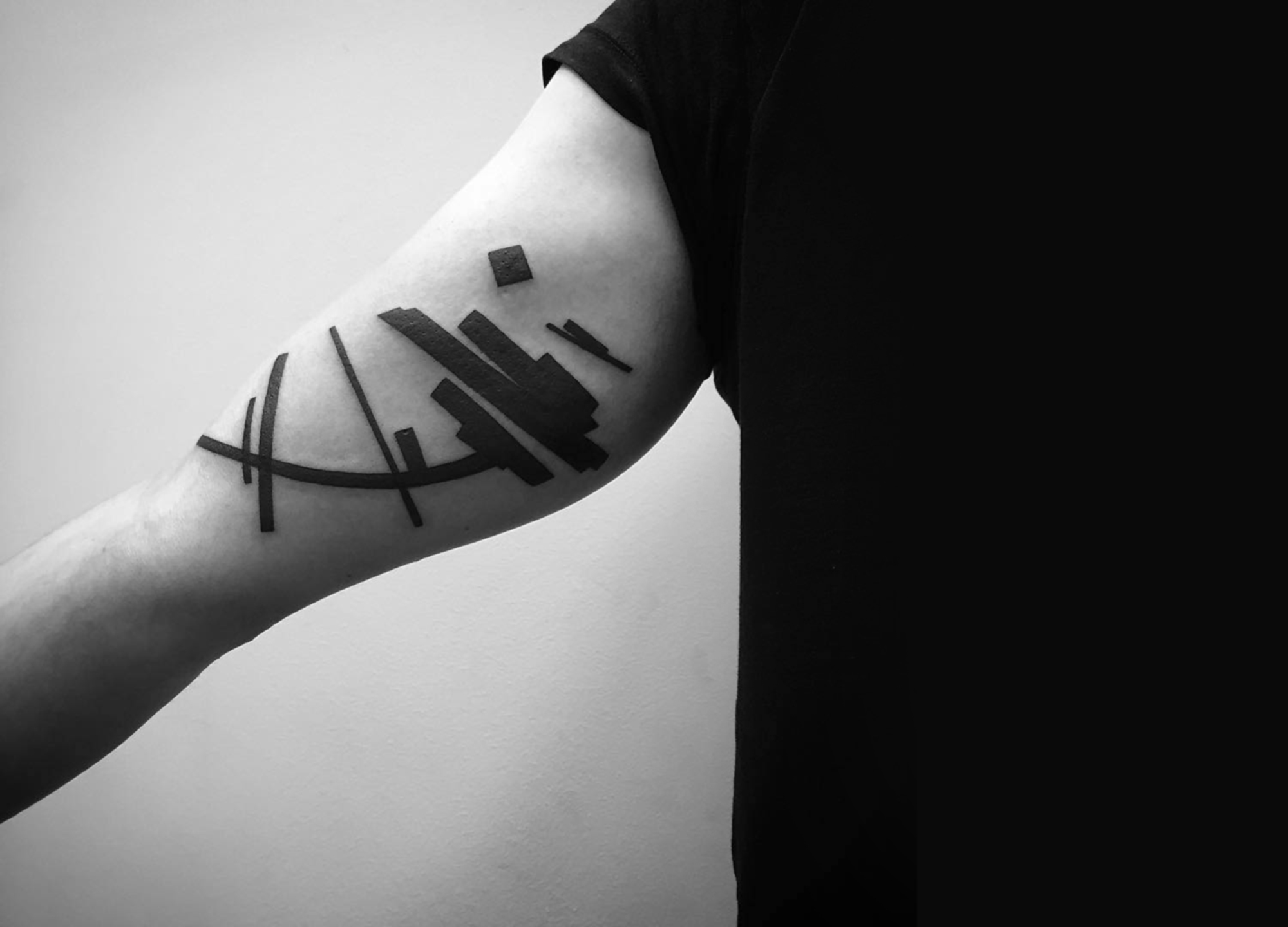 abstract tattoo on arm by stanislaw wilczynski