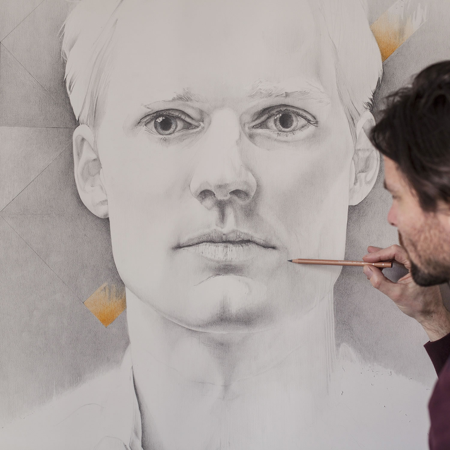 portrait art, Symmetry part I&II Drawing by Daan Noppen