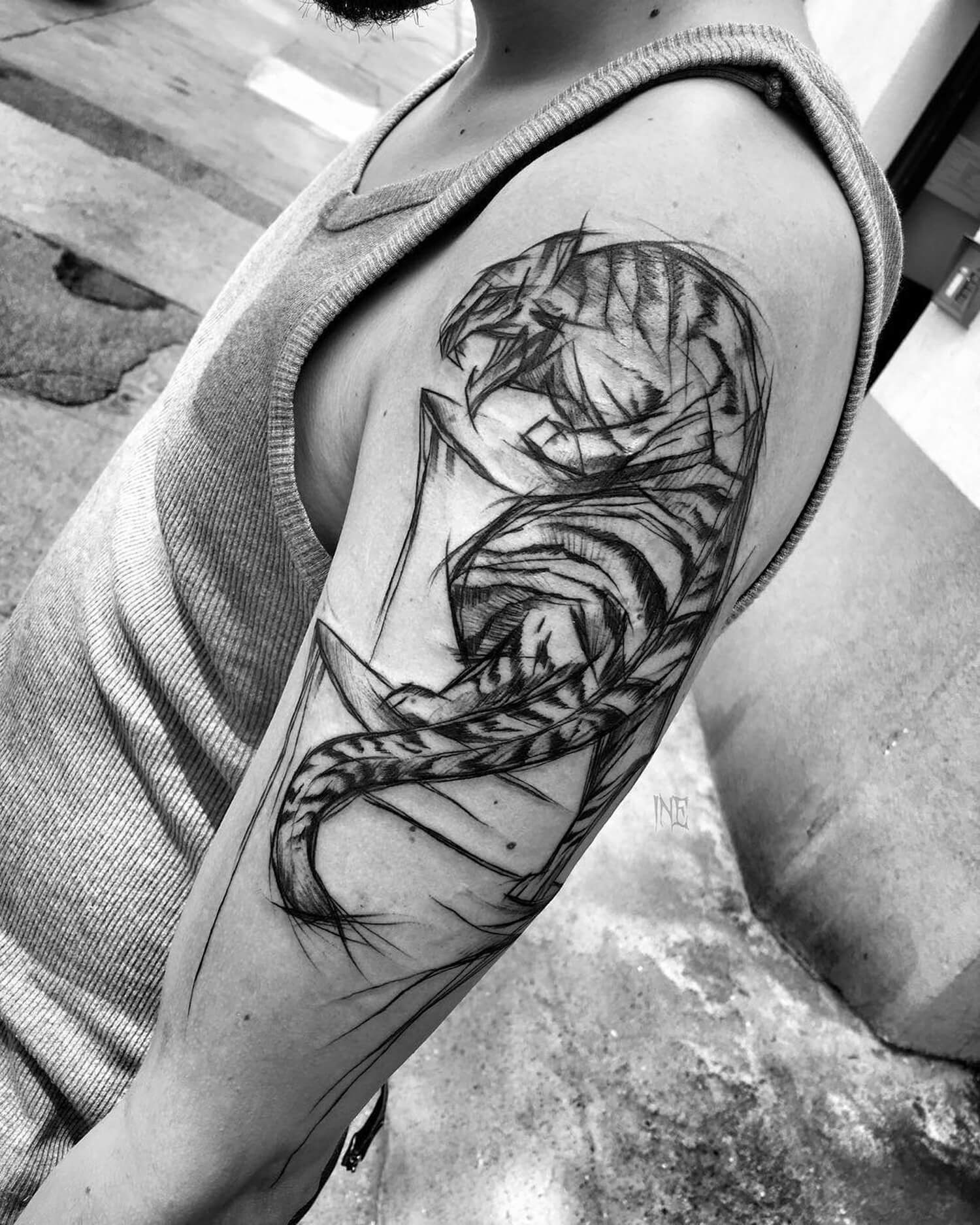 tiger tattoo by inez janiak