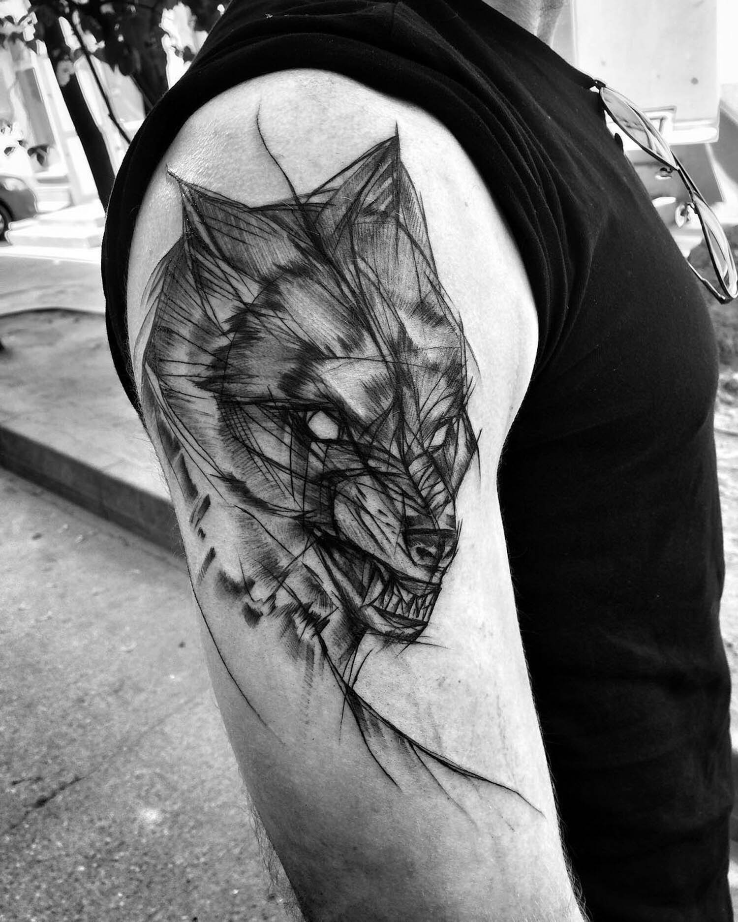 wolf tattoo by inez janiak