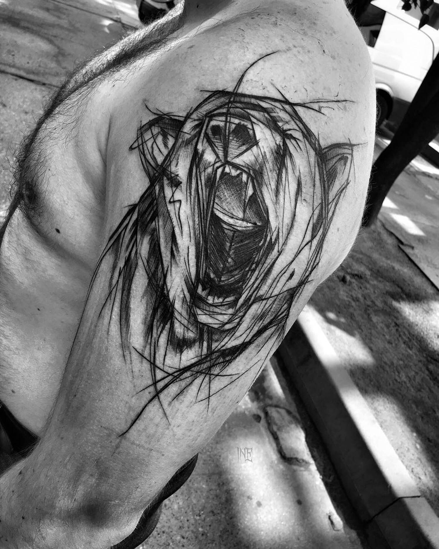 bear tattoo by inez janiak