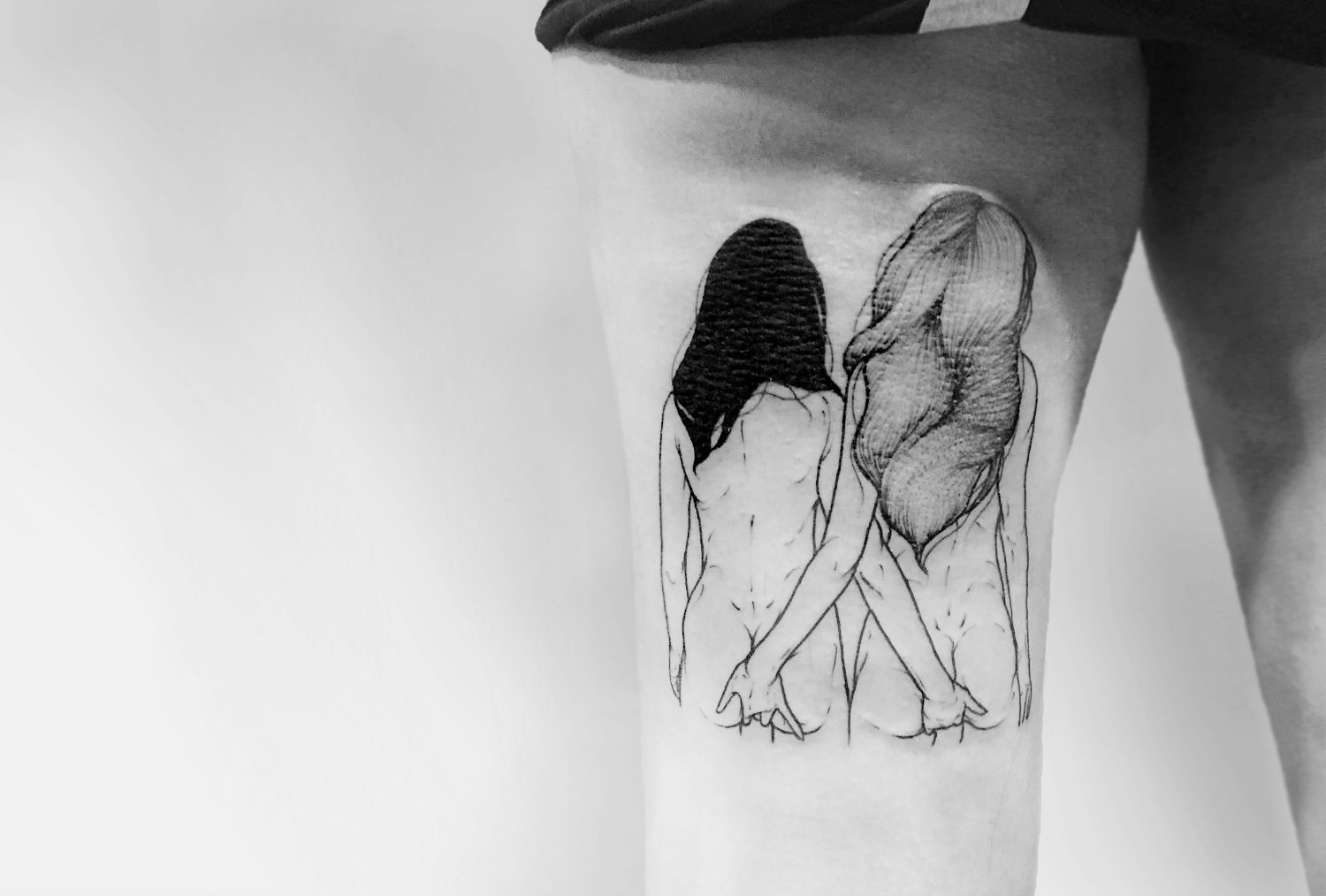Female lovers tattoo by Sad Amish Tattooer