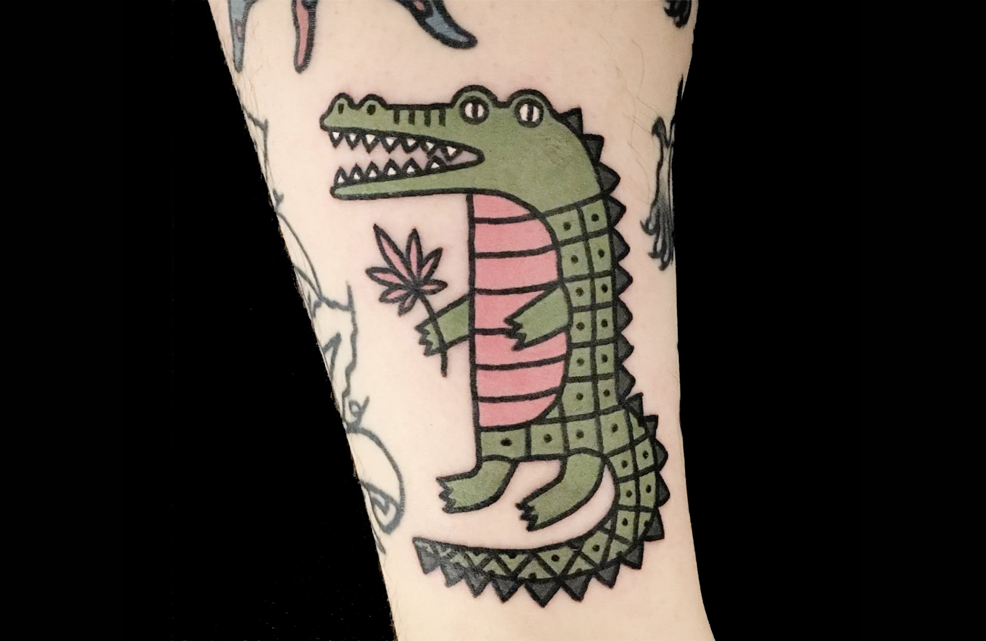 aligator tattoo, new school