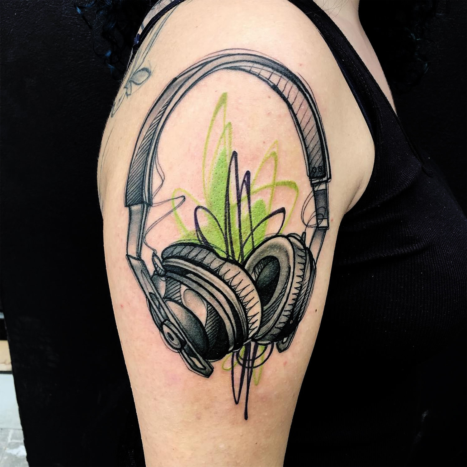 headphone tattoo