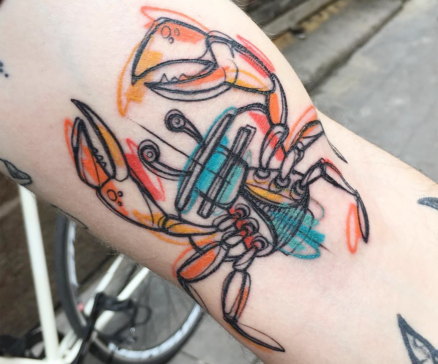 colorful crab tattoo