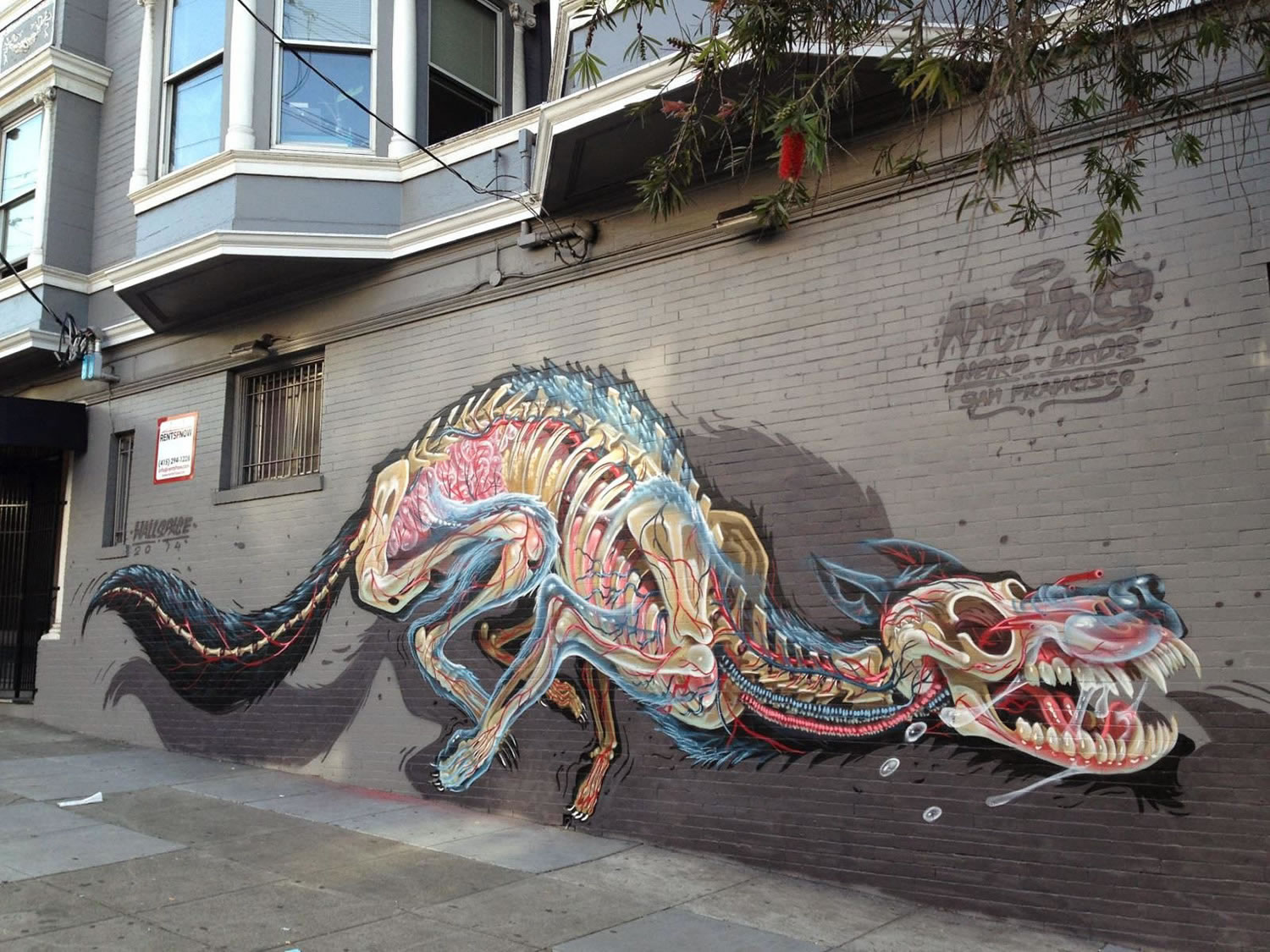 creature, skeleton, mural