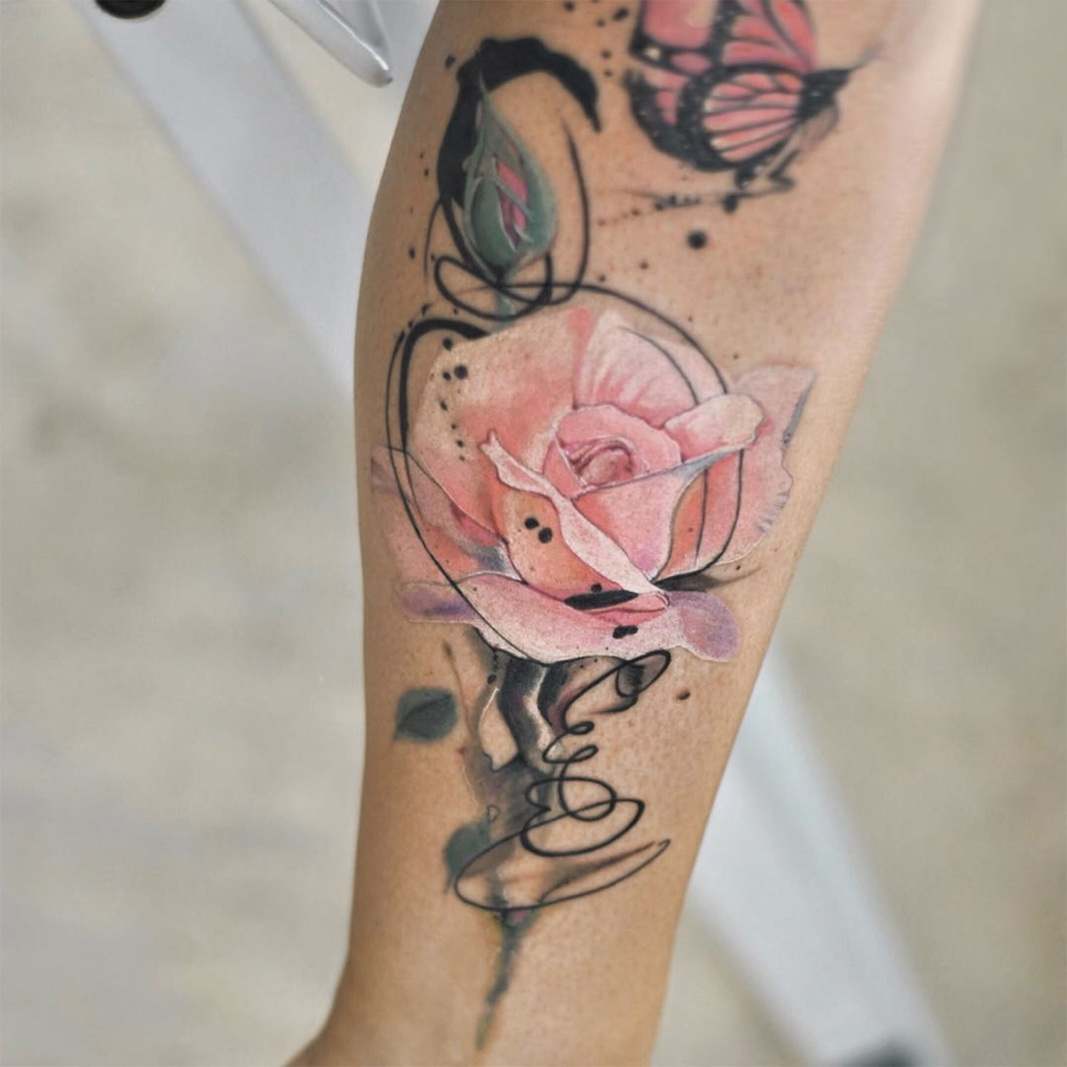 soft pink rose tattoo