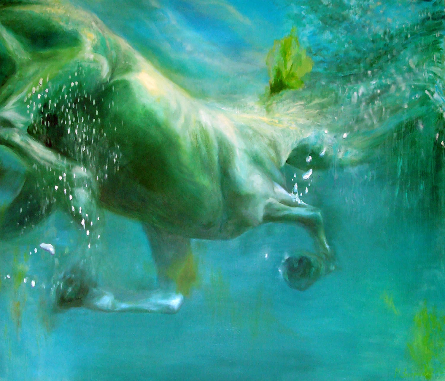 horse underwater, painting by Miroslava Zaharieva