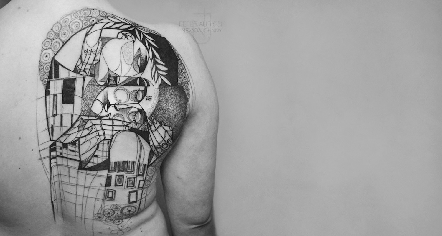 Gustav Klimt Kiss tattoo by Peter Aurisch