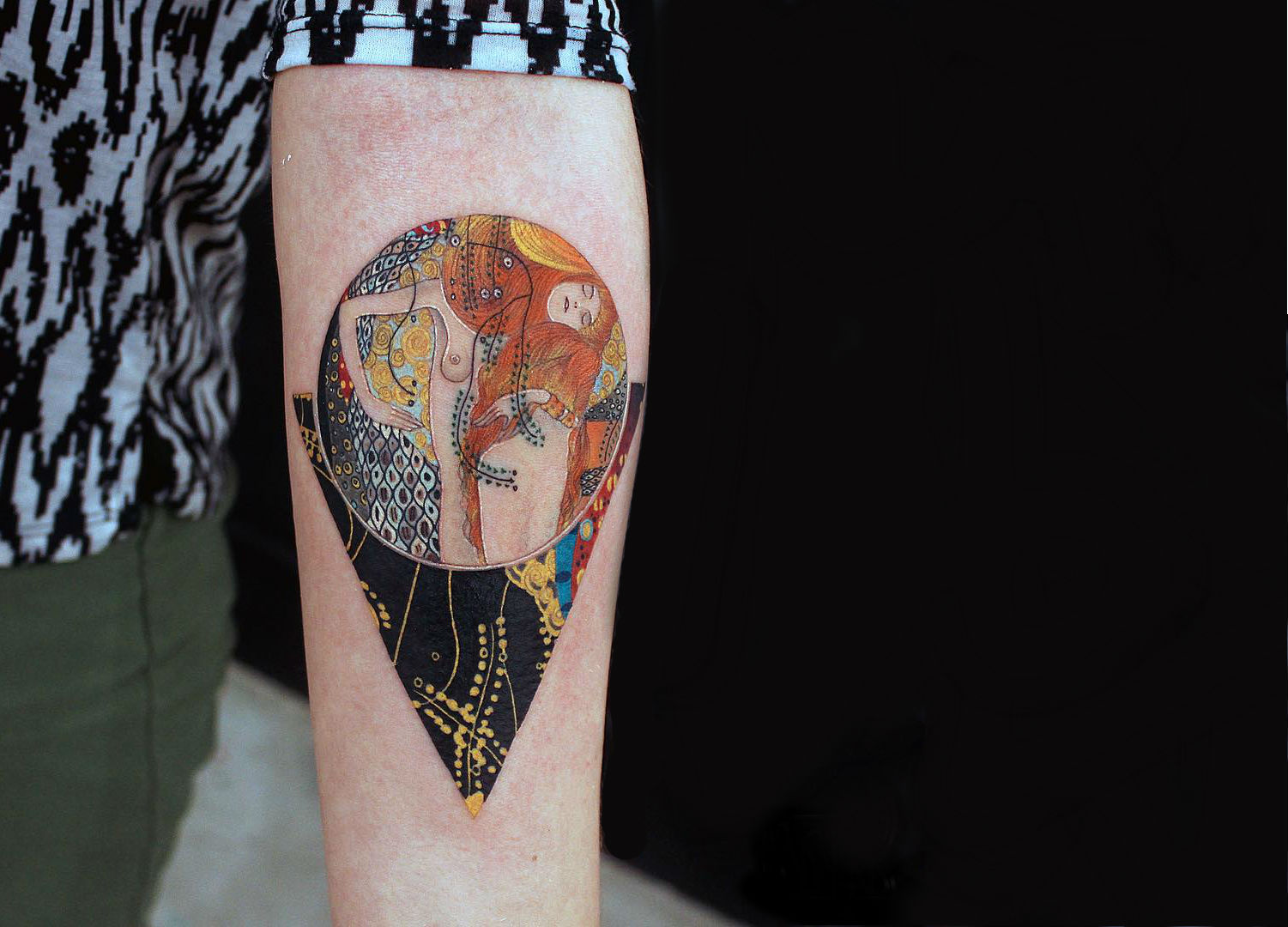 Gustav Klimt's Water Serpents tattoo by Alexey Buzunov