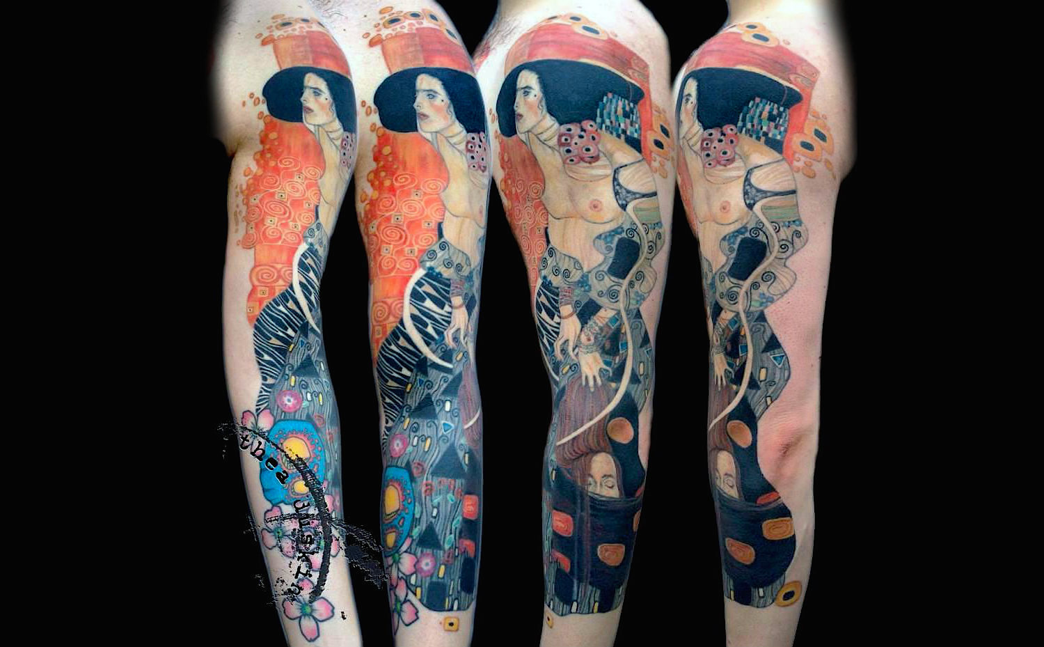 Gustav Klimt Judith tattoo sleeve by Thea Duskin