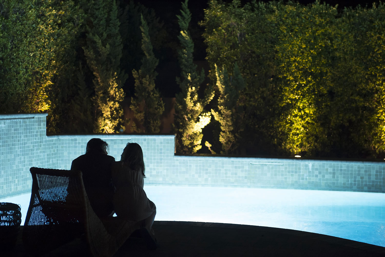 couple at poolside, the invitation