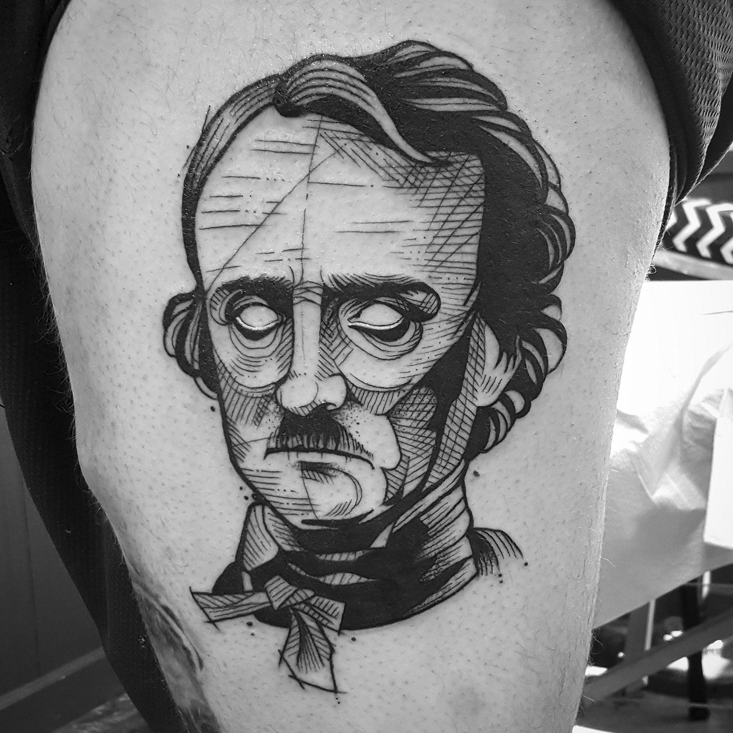 edgar allan poe portrait tattoo