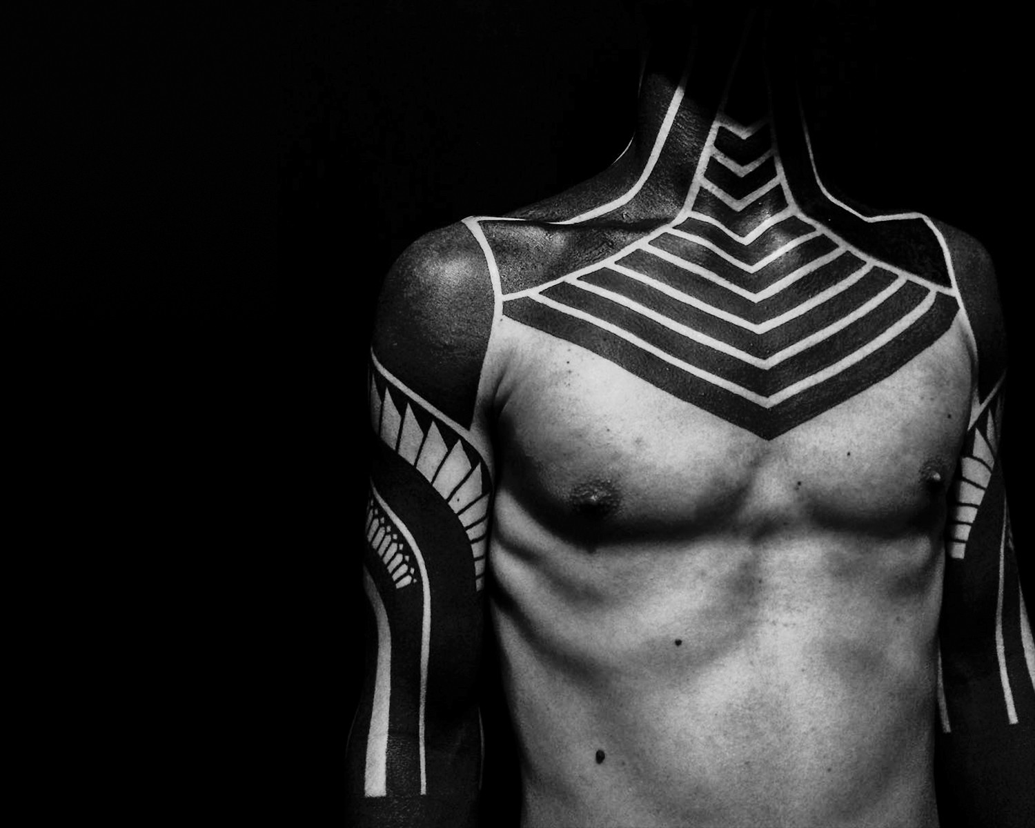 blackwork, geometric neotribal tattoo by Alex Arnautov