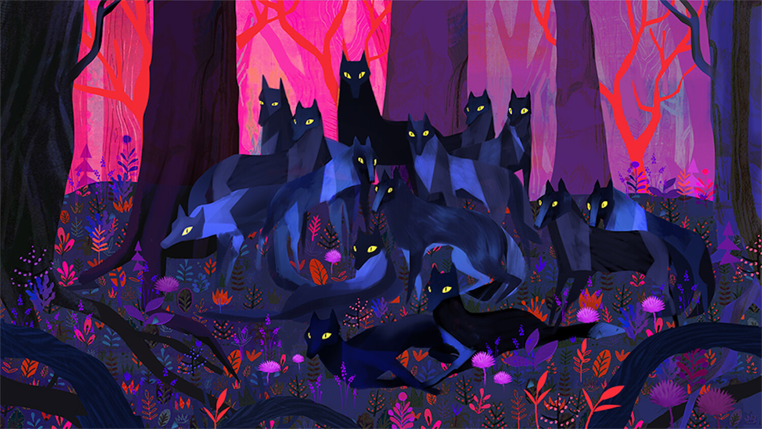 concept art of wolves by Juliette Oberndorfer 