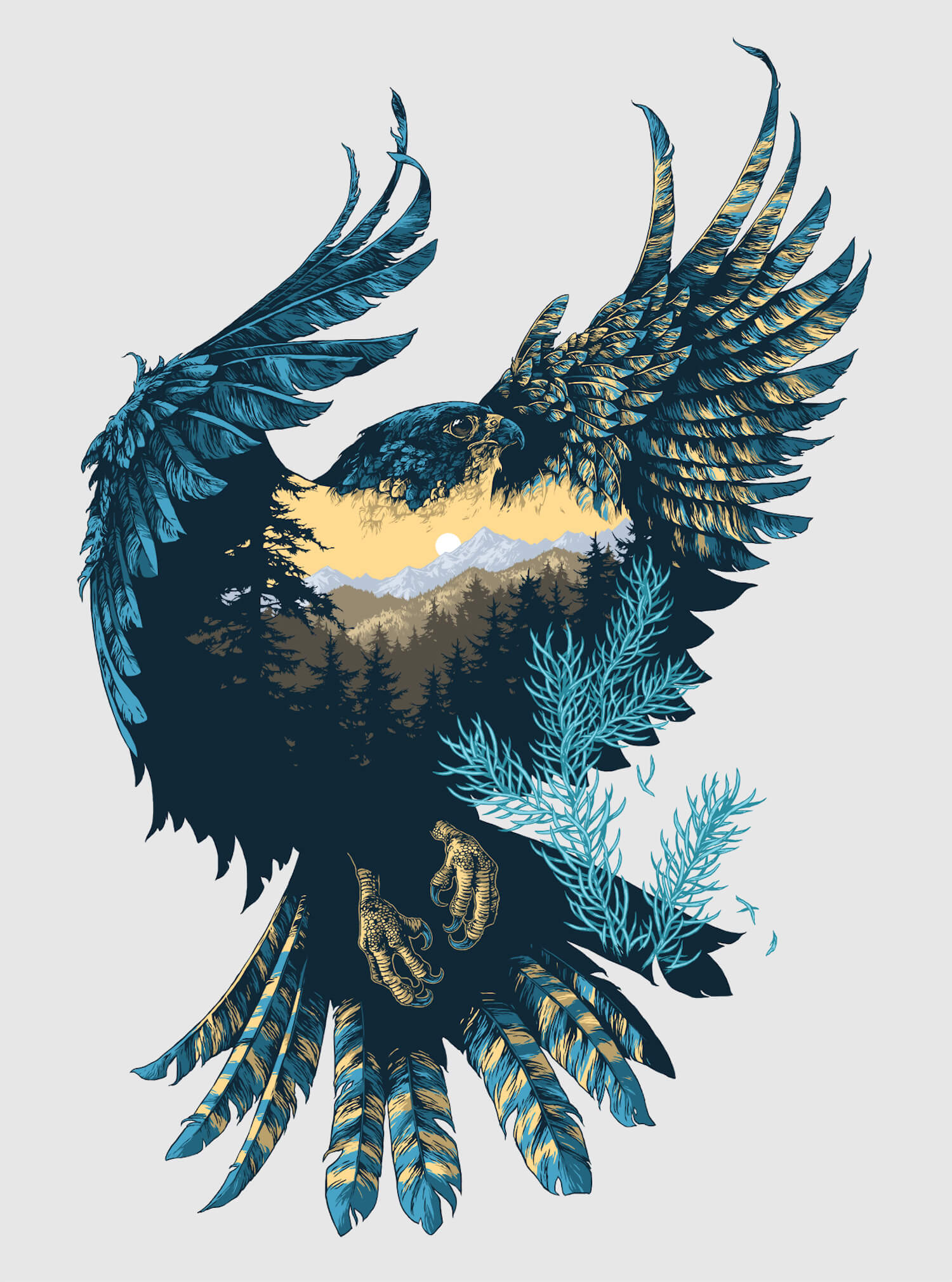 double exposure bird illustration 