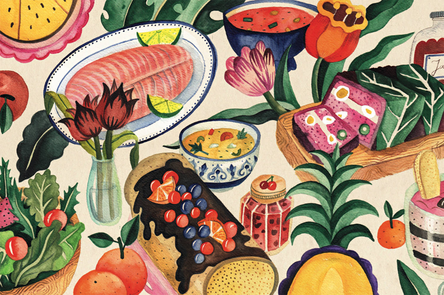 food , illustration for air france by aitch