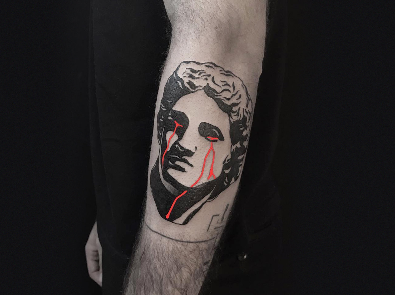 crying, classical sculpture tattoo