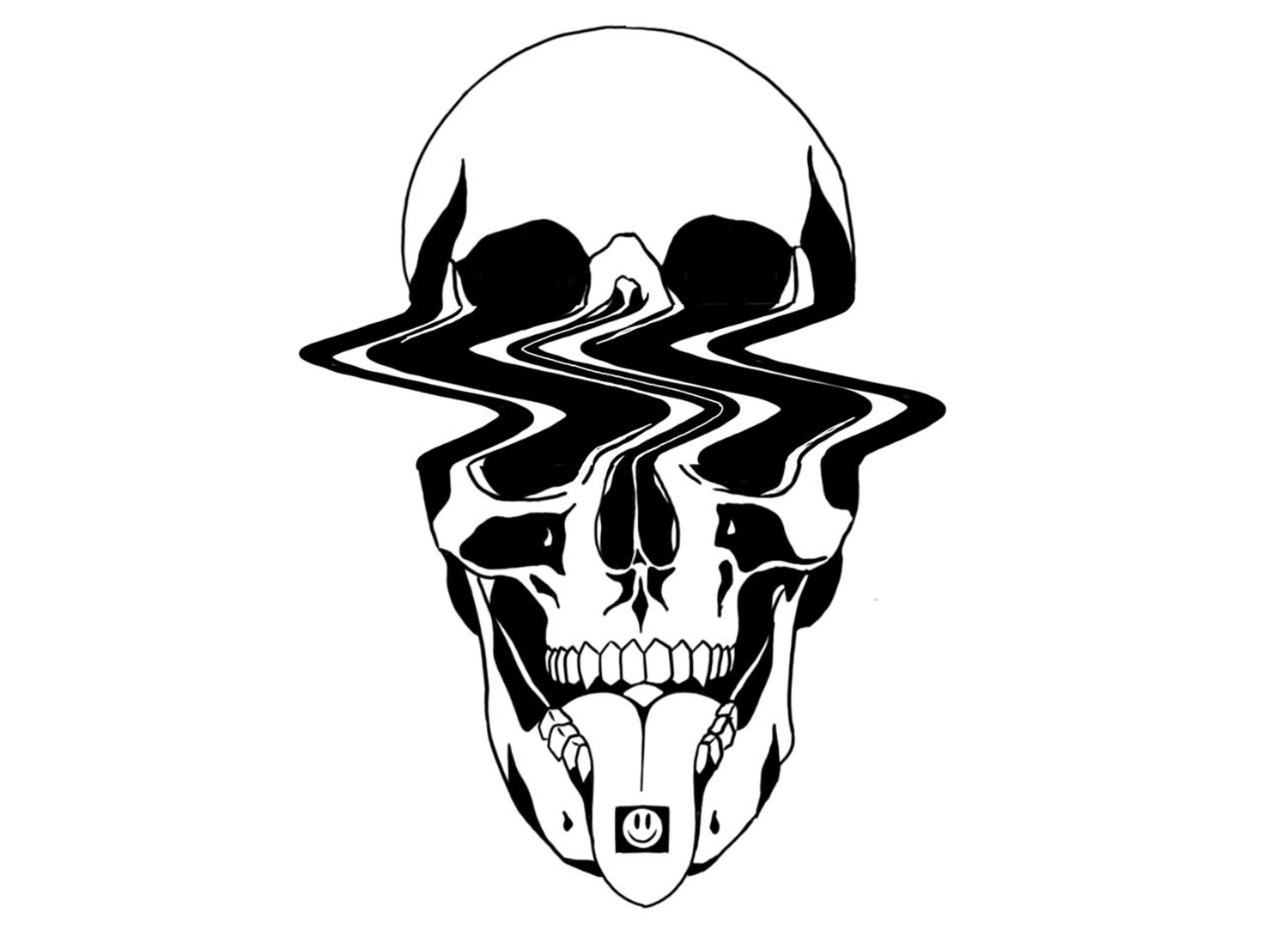 skull drawing, black ink