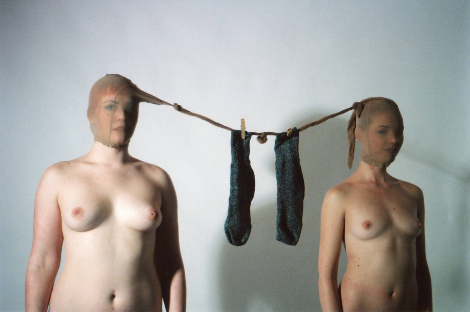 pantyhose over head, nude portrait by Ian Allaway