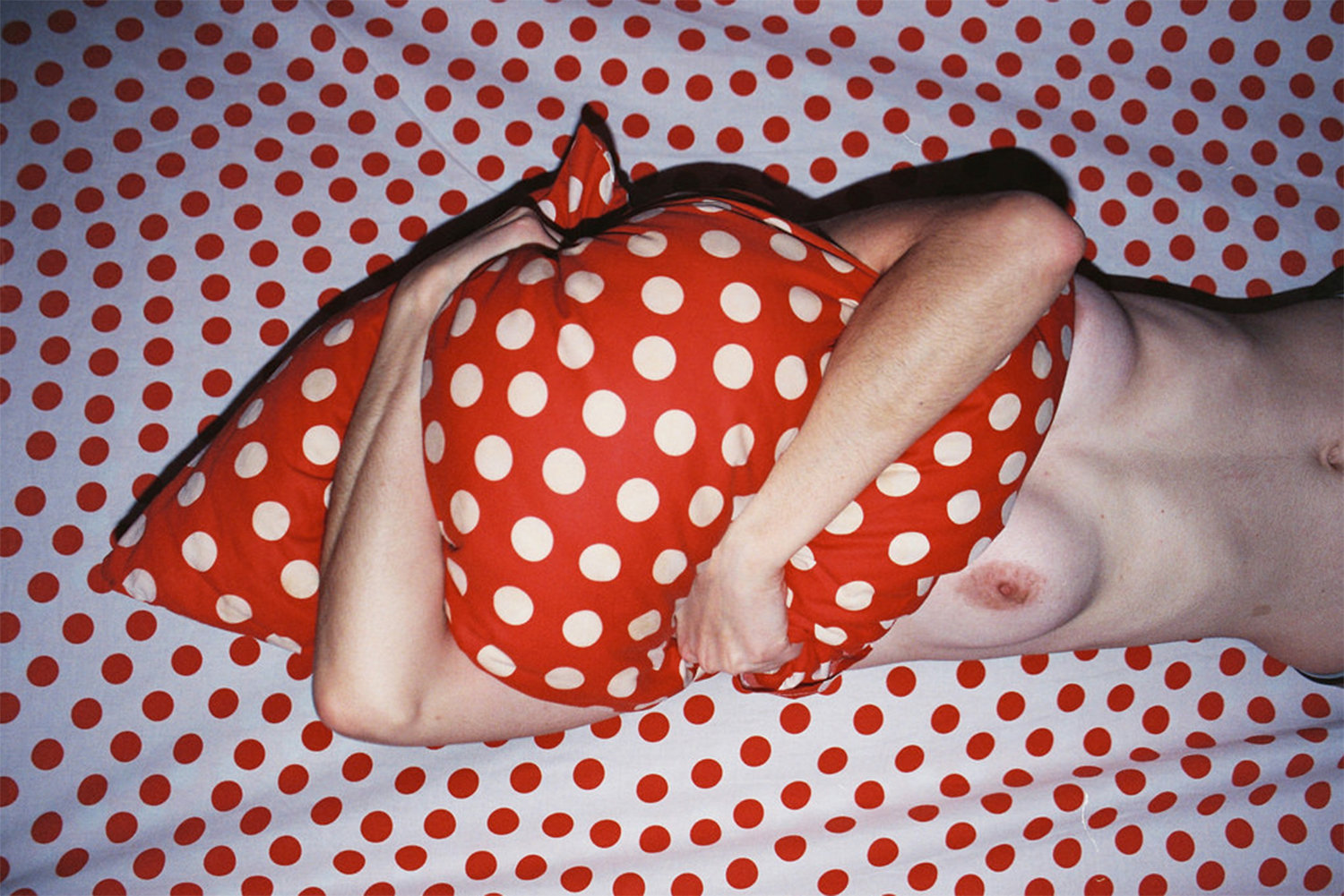 polka dots, red and white, pillow, by Lukasz Wierzbowski 