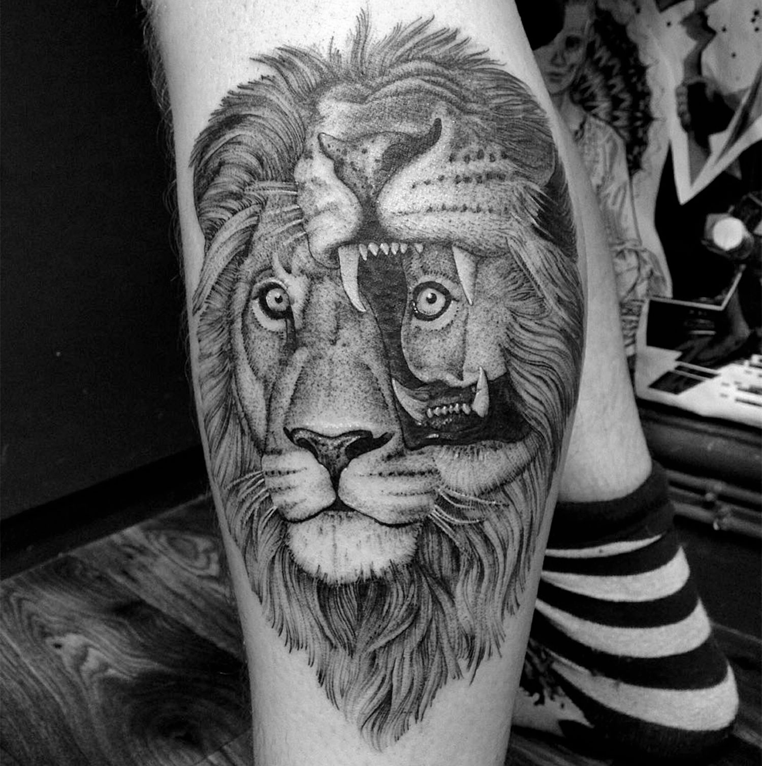 lion tattoo, death stare by maxamos