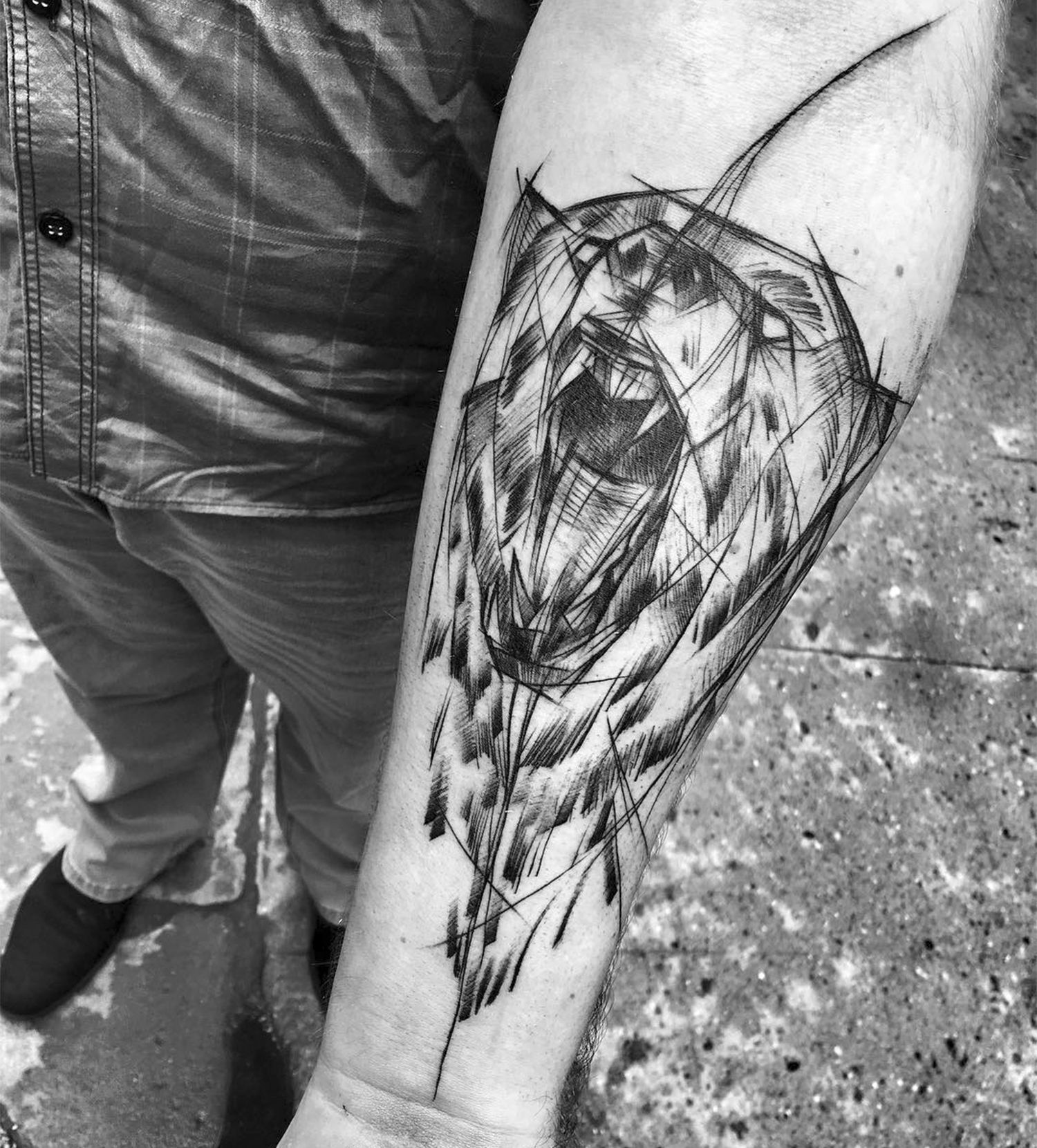 bear tattoo on arm by inez janiak
