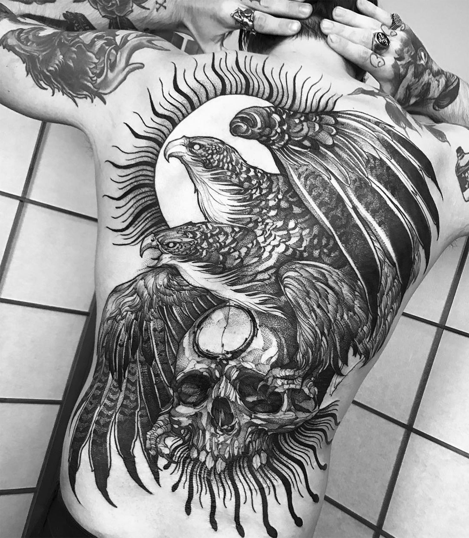 eagle tattoo on back by fredao oliveira