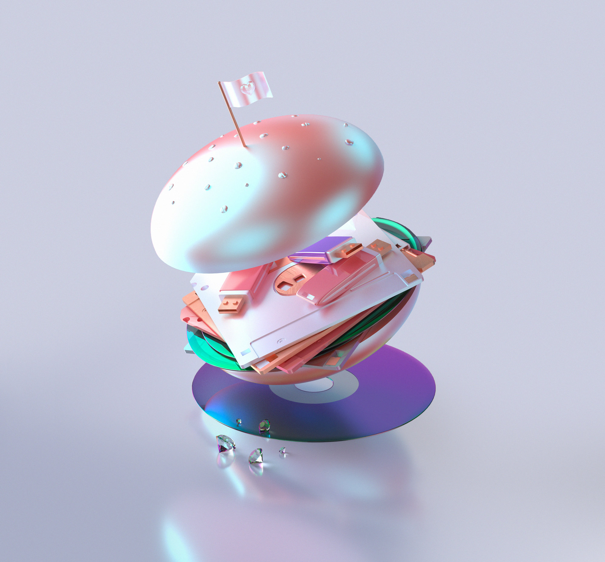 mcCyber hamburger, 3d art, technology