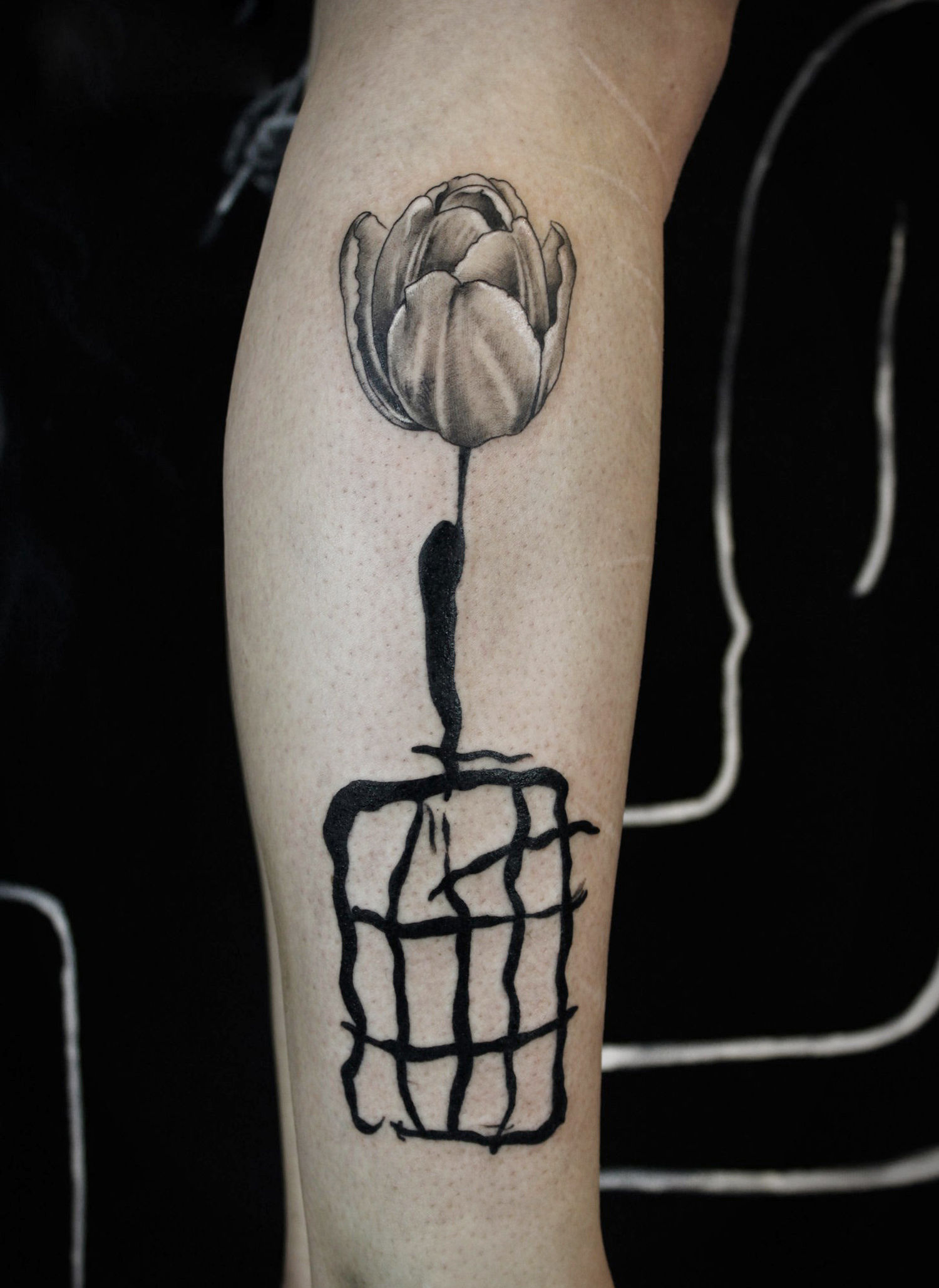 flower, abstract tattoo, tulip