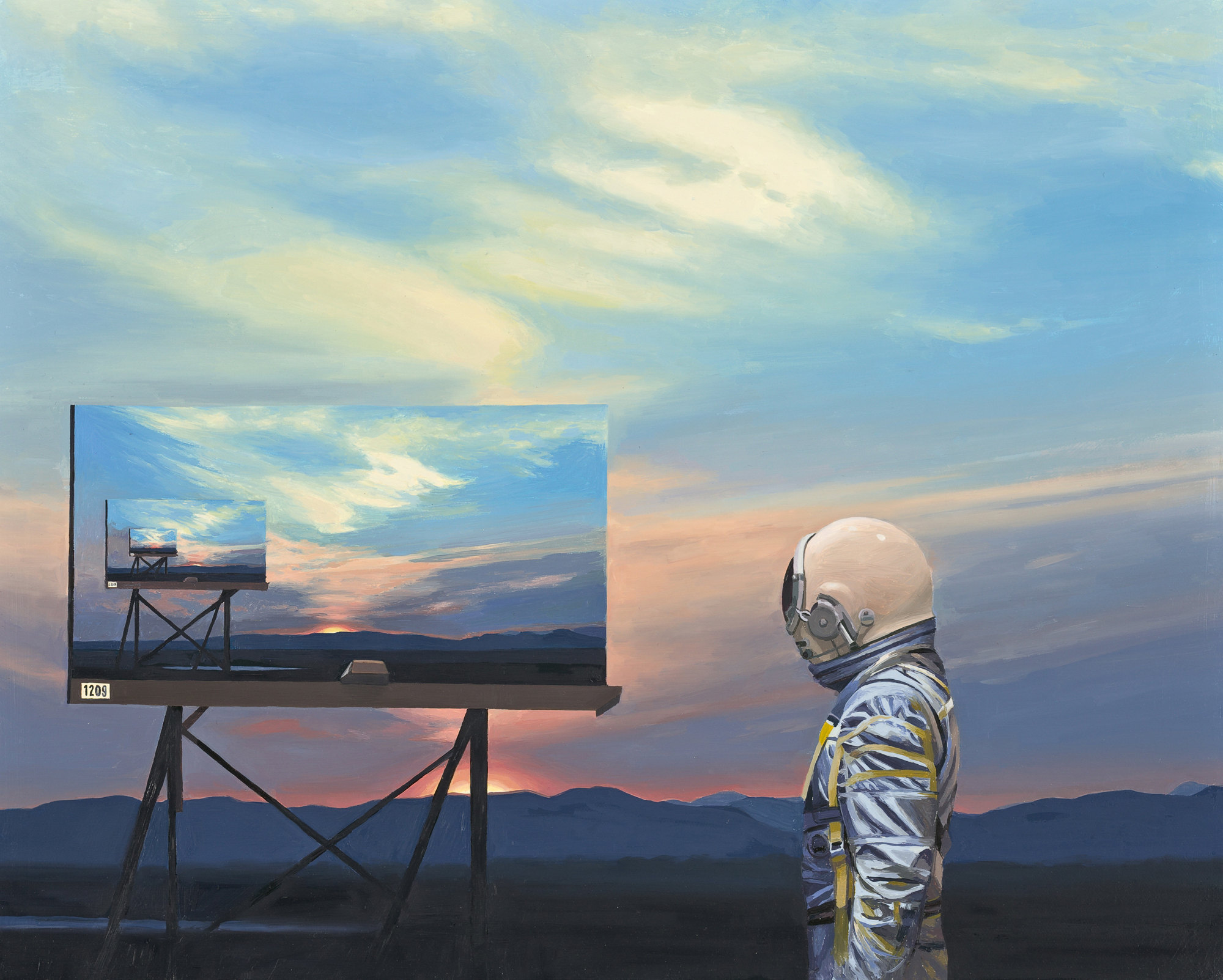 infinite advertising, astronaut and billboard, 